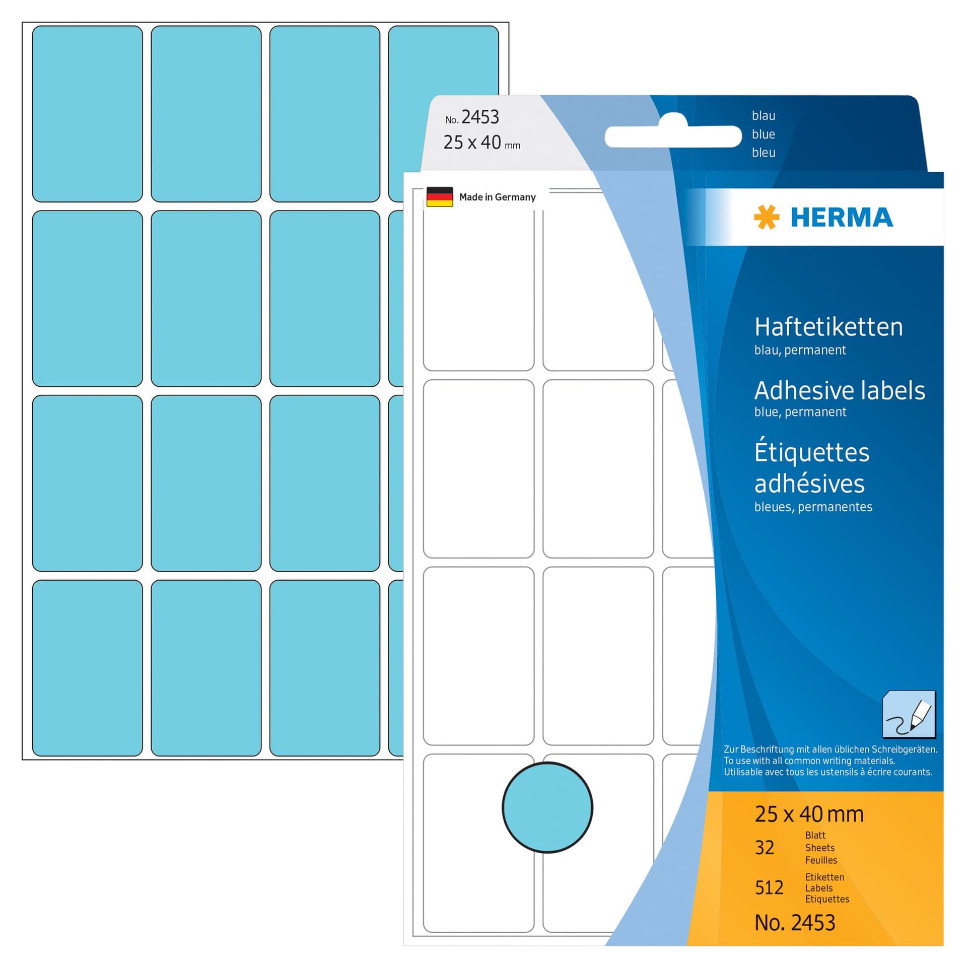 Etiket HERMA 2453 25x40mm blauw 512 stuks 3