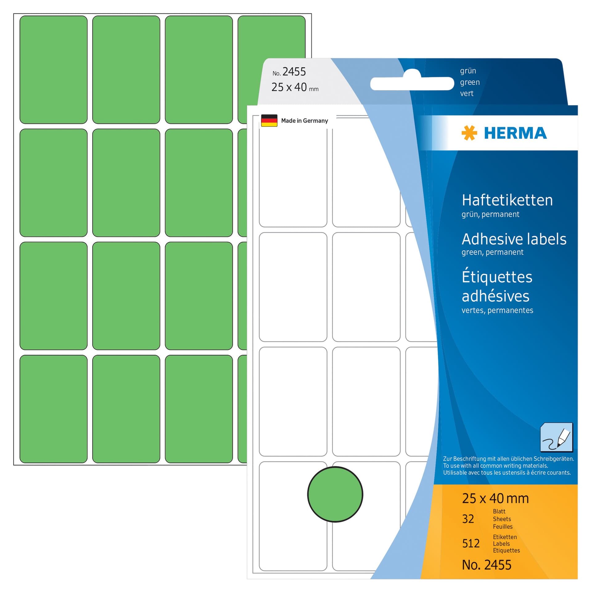 Etiket HERMA 2455 25x40mm groen 512 stuks 3