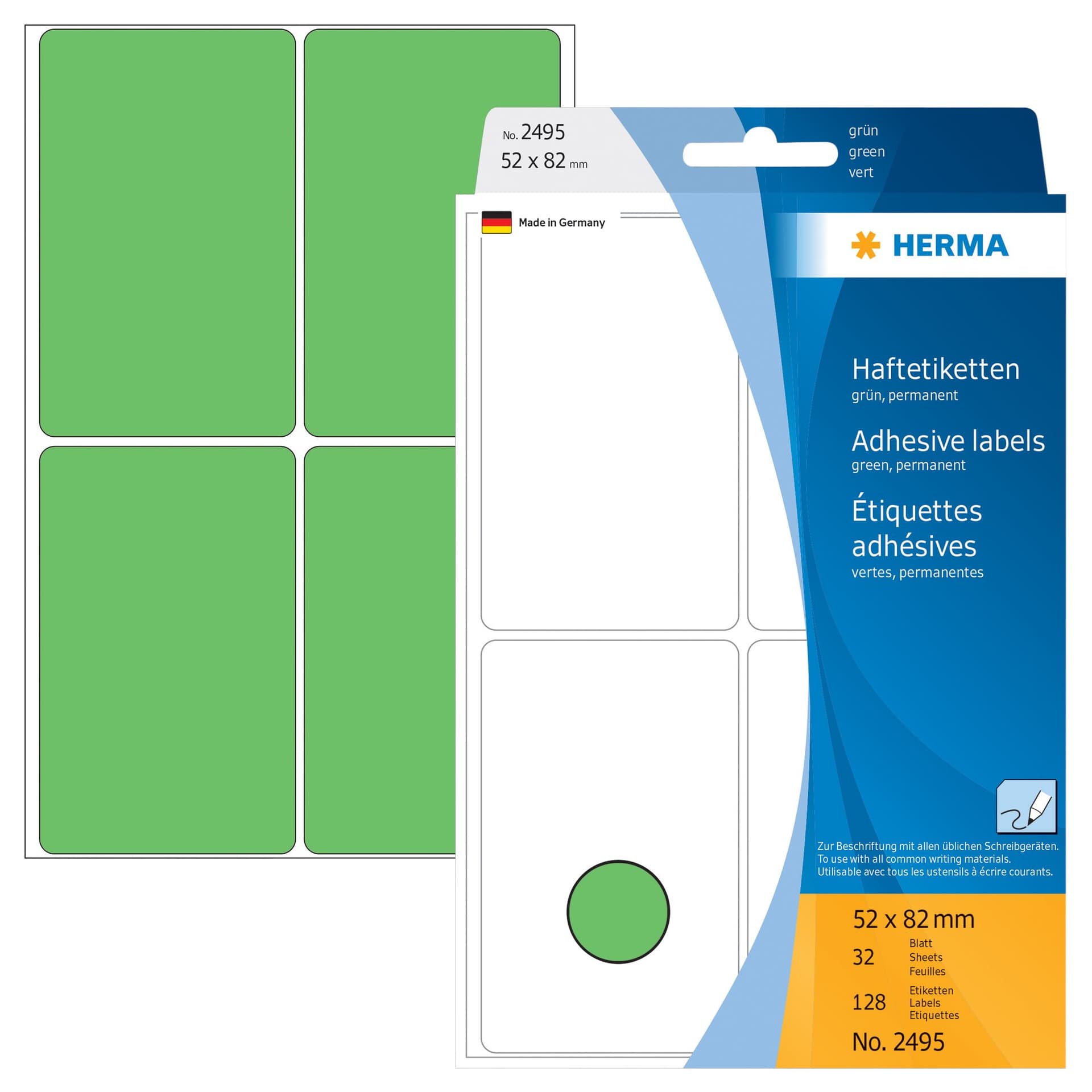 Etiket HERMA 2495 52x82mm groen 128 stuks 3
