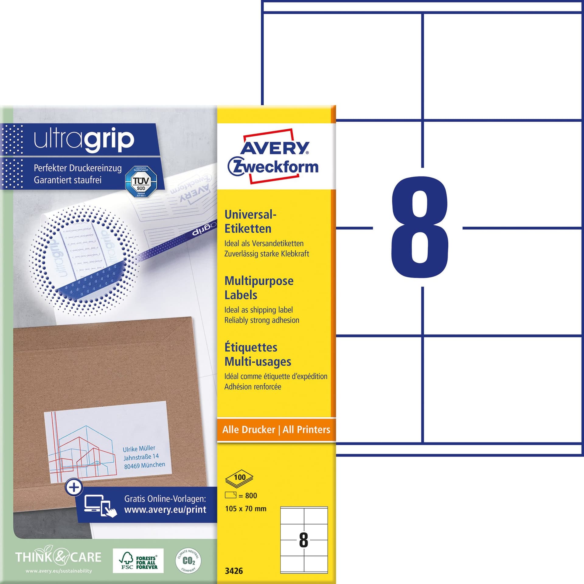 Etiket Avery 3426 105x70mm wit 800 stuks 2