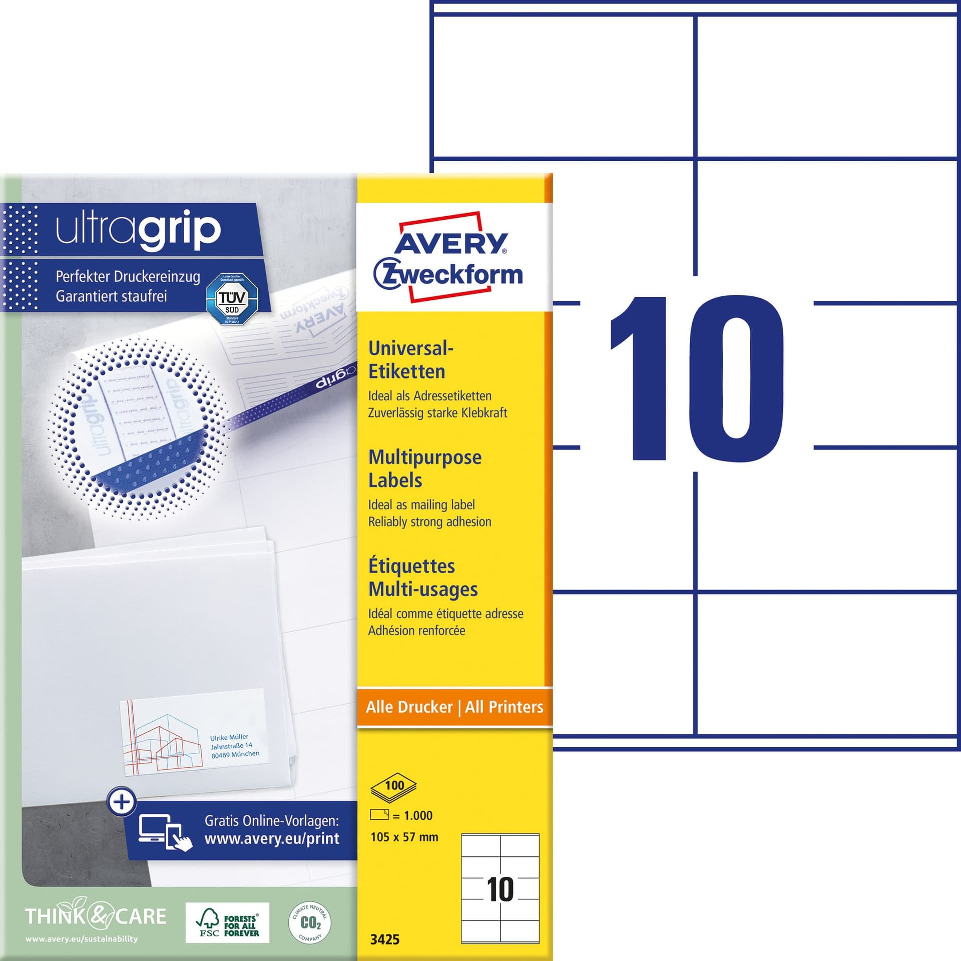 Etiket Avery 3425 105x57mm wit 1000 stuks 2