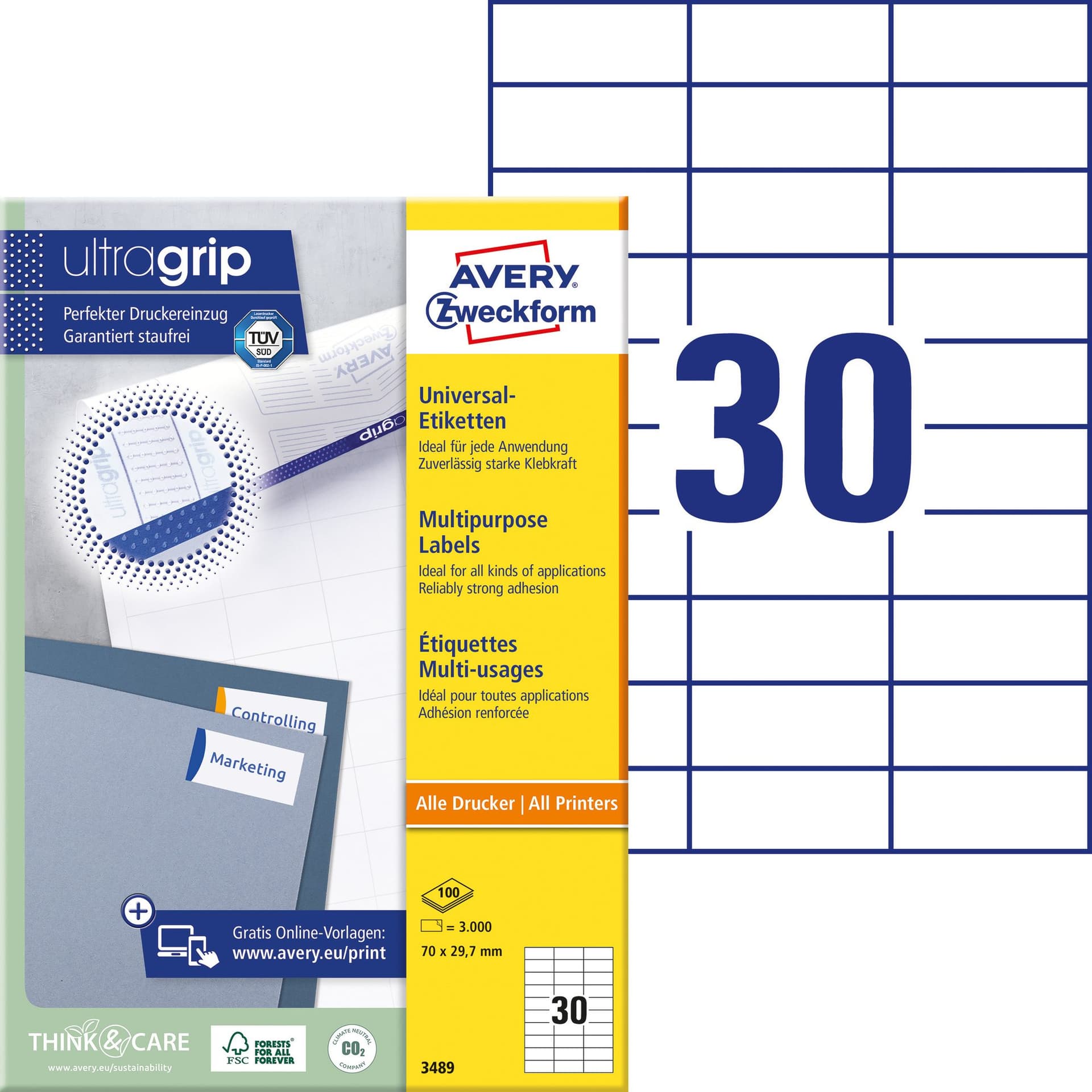 Etiket Avery 3489 70x29.7mm wit 3000 stuks 2