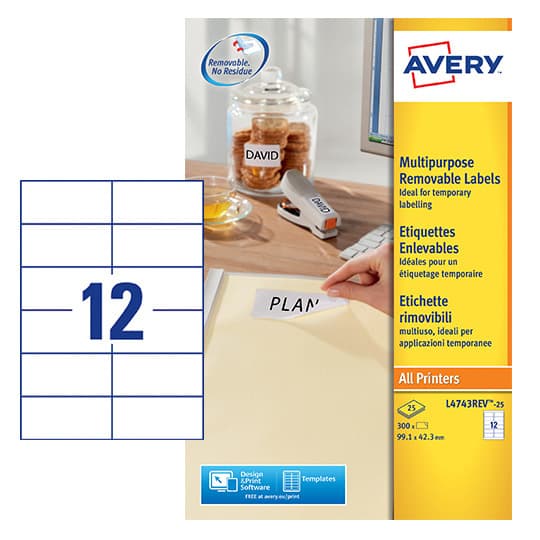 Etiket Avery L4743REV-25 99.1x42.3mm wit 300 stuks 2