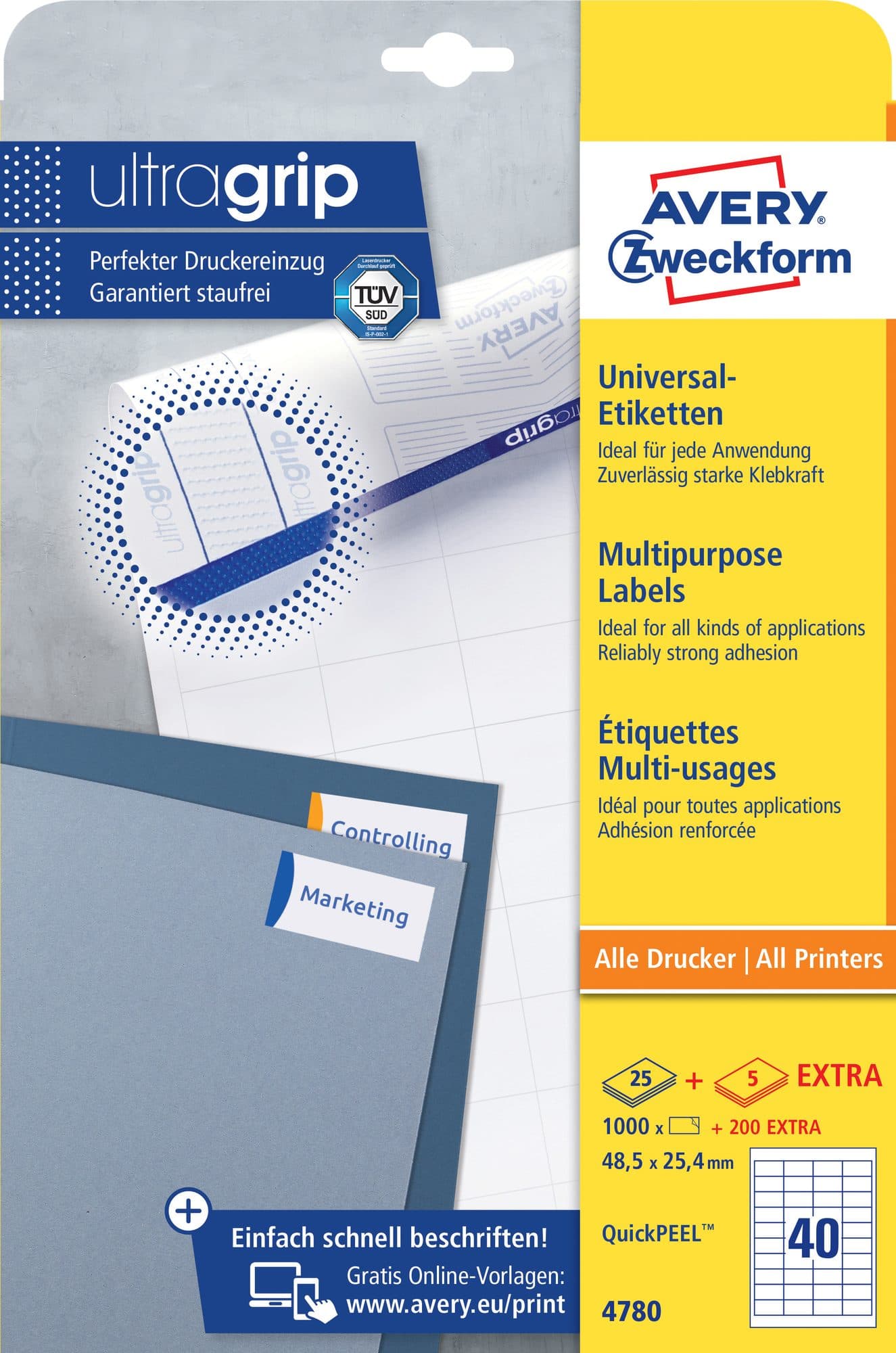 Etiket Avery 4780 48.5x25.4mm wit 1000 stuks