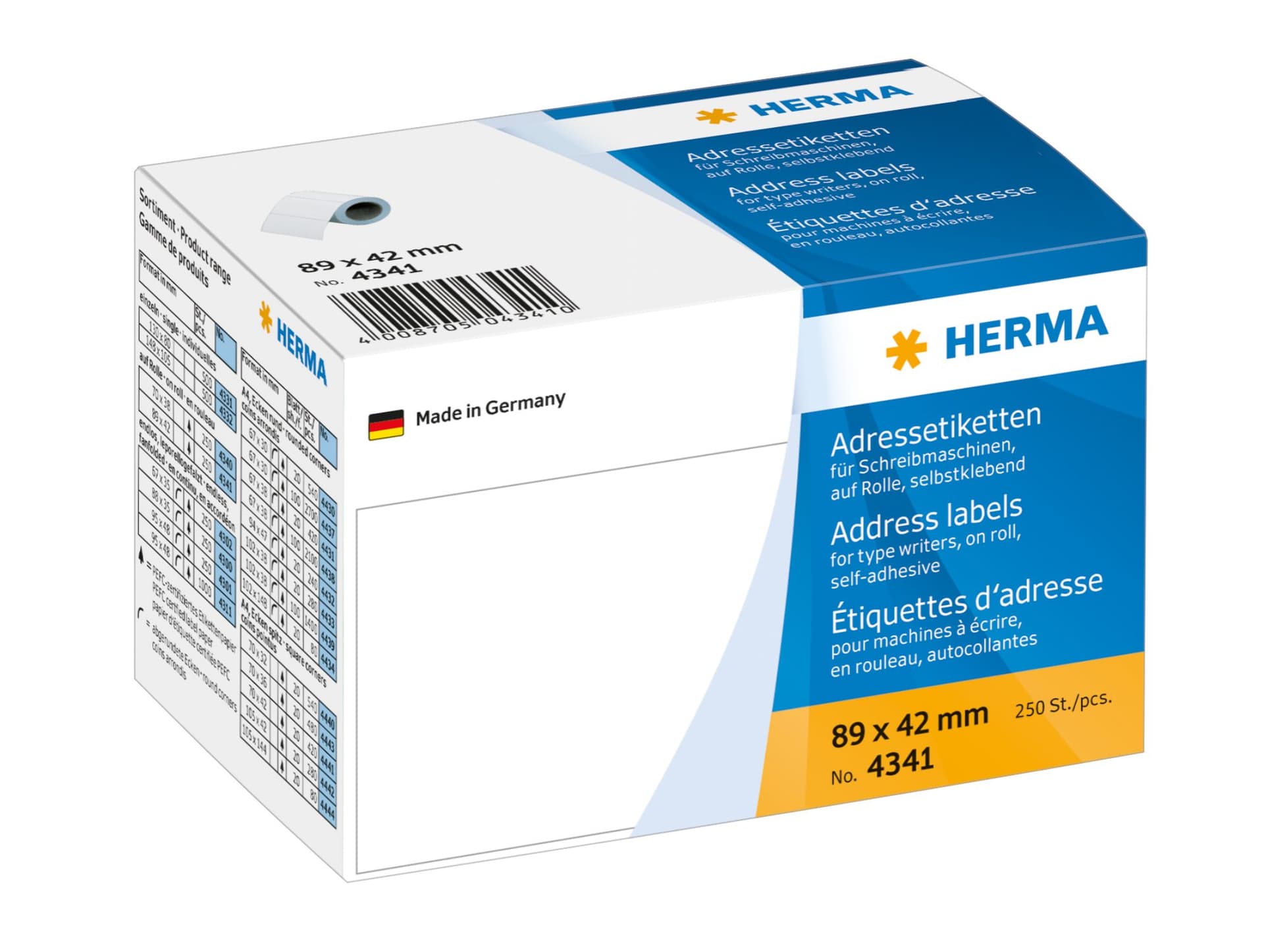 Etiket HERMA adres 4341 89x42mm op rol wit 250 stuks
