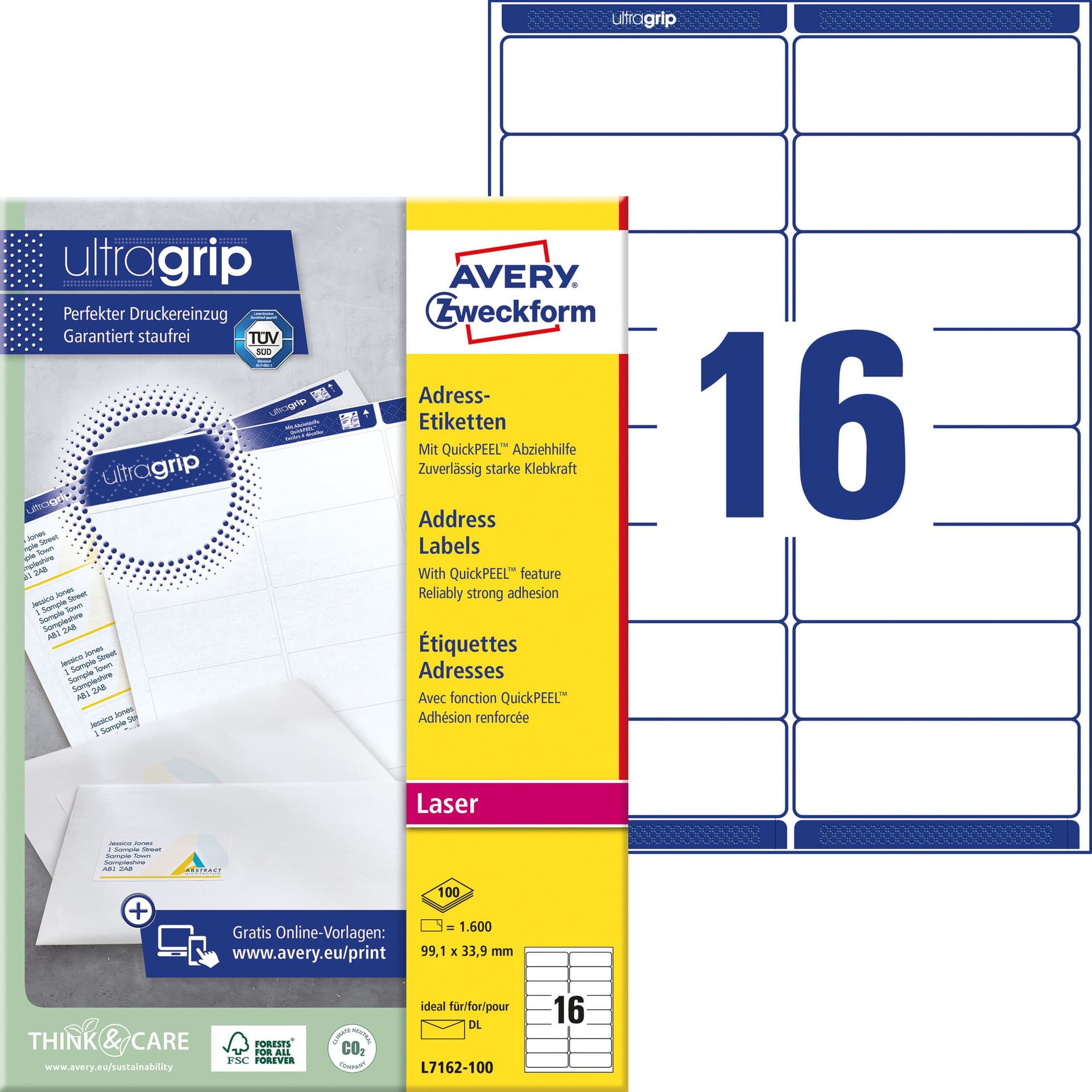 Etiket Avery L7162-100 99.1x33.9mm wit 1600 stuks 2