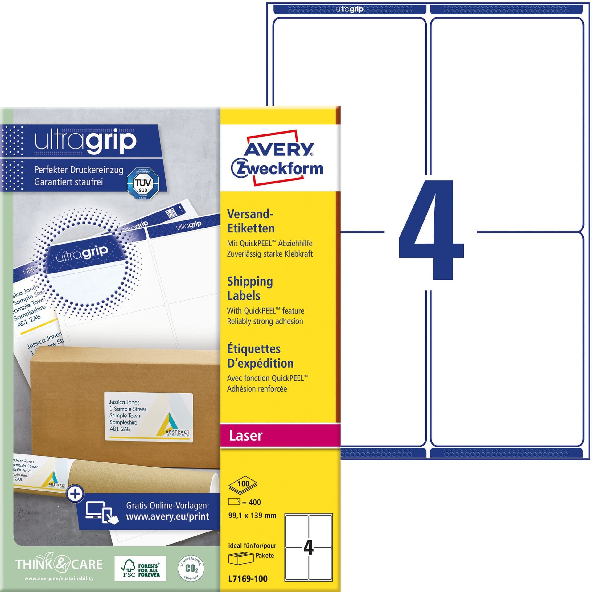 Etiket Avery L7169-100 99.1x139mm 400 stuks 2
