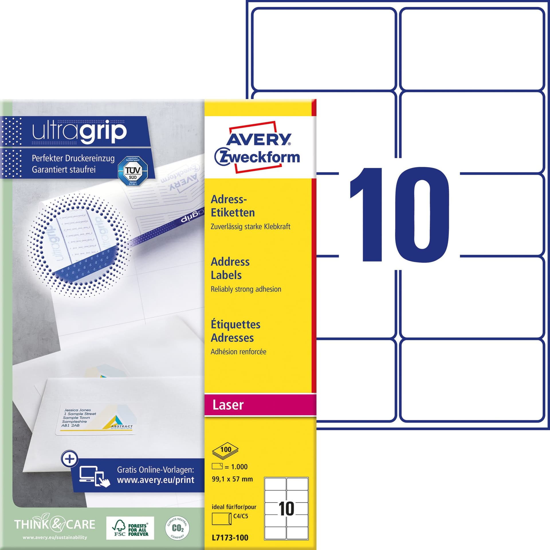 Etiket Avery L7173-100 99.1x57mm wit 1000 stuks 2
