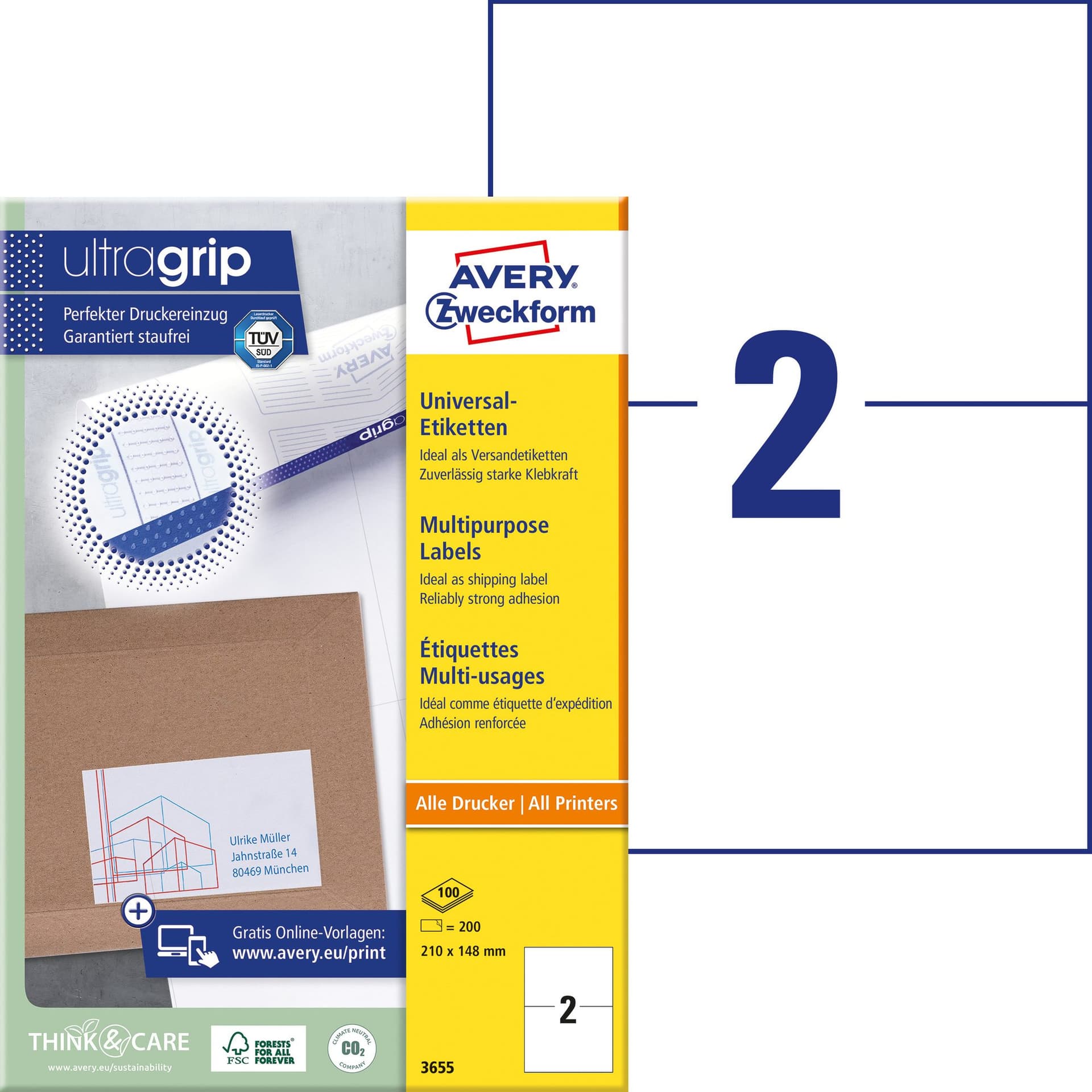 Etiket Avery 3655 210x148mm A5 wit 200 stuks 2