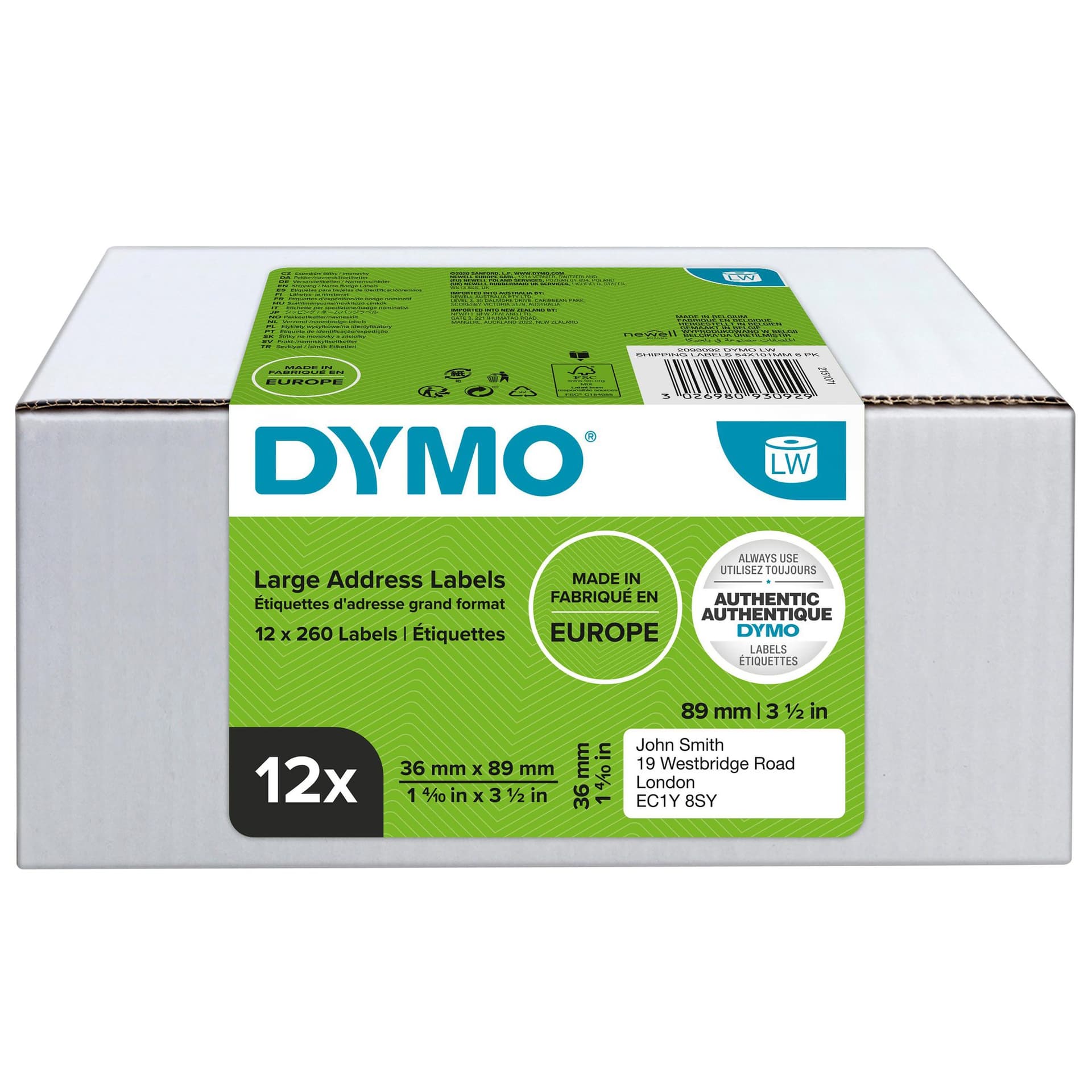 Etiket Dymo LabelWriter adressering 36x89mm 12 rollen á 260 stuks wit 2