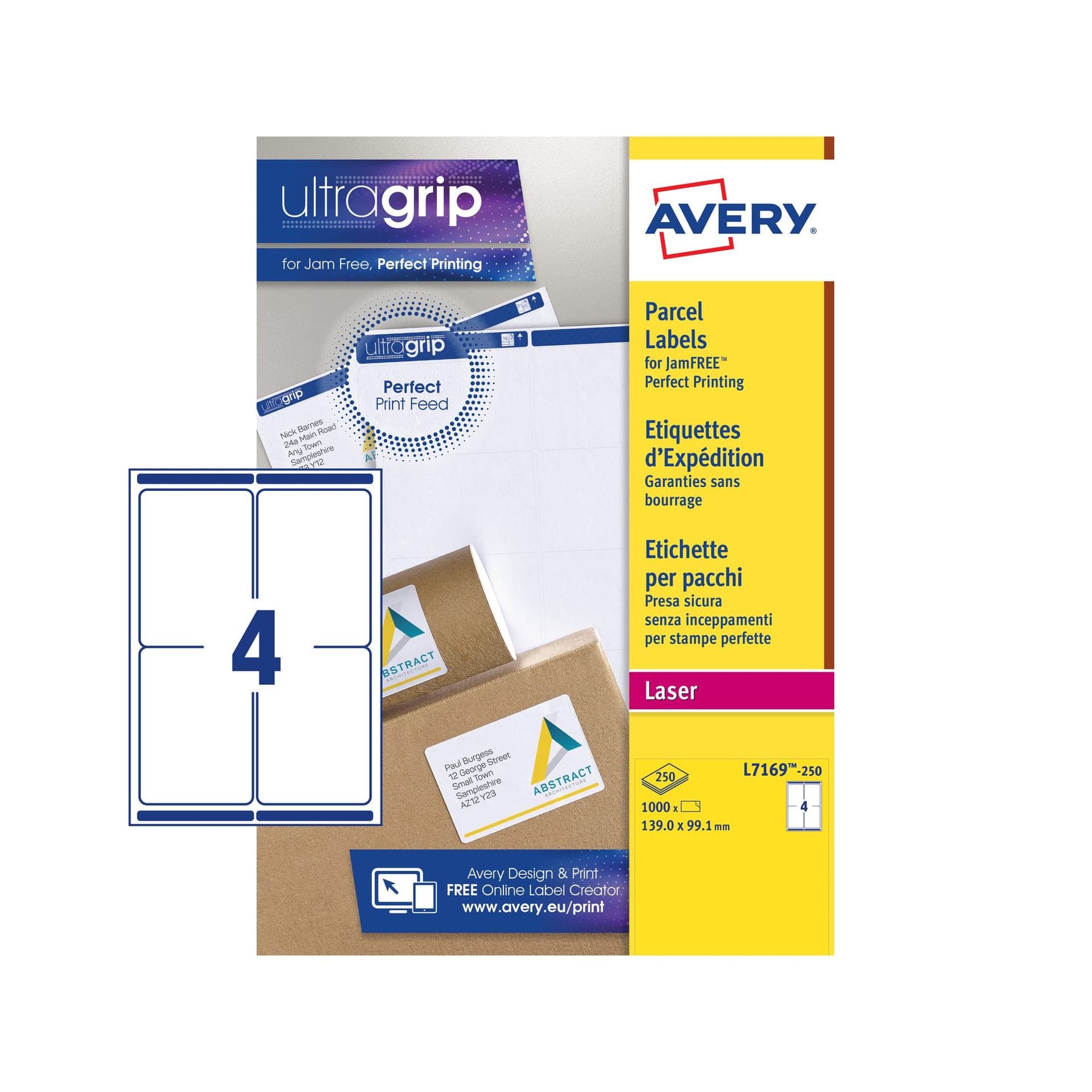 Etiket Avery L7169-250 99.1x139mm wit 1000 stuks 2