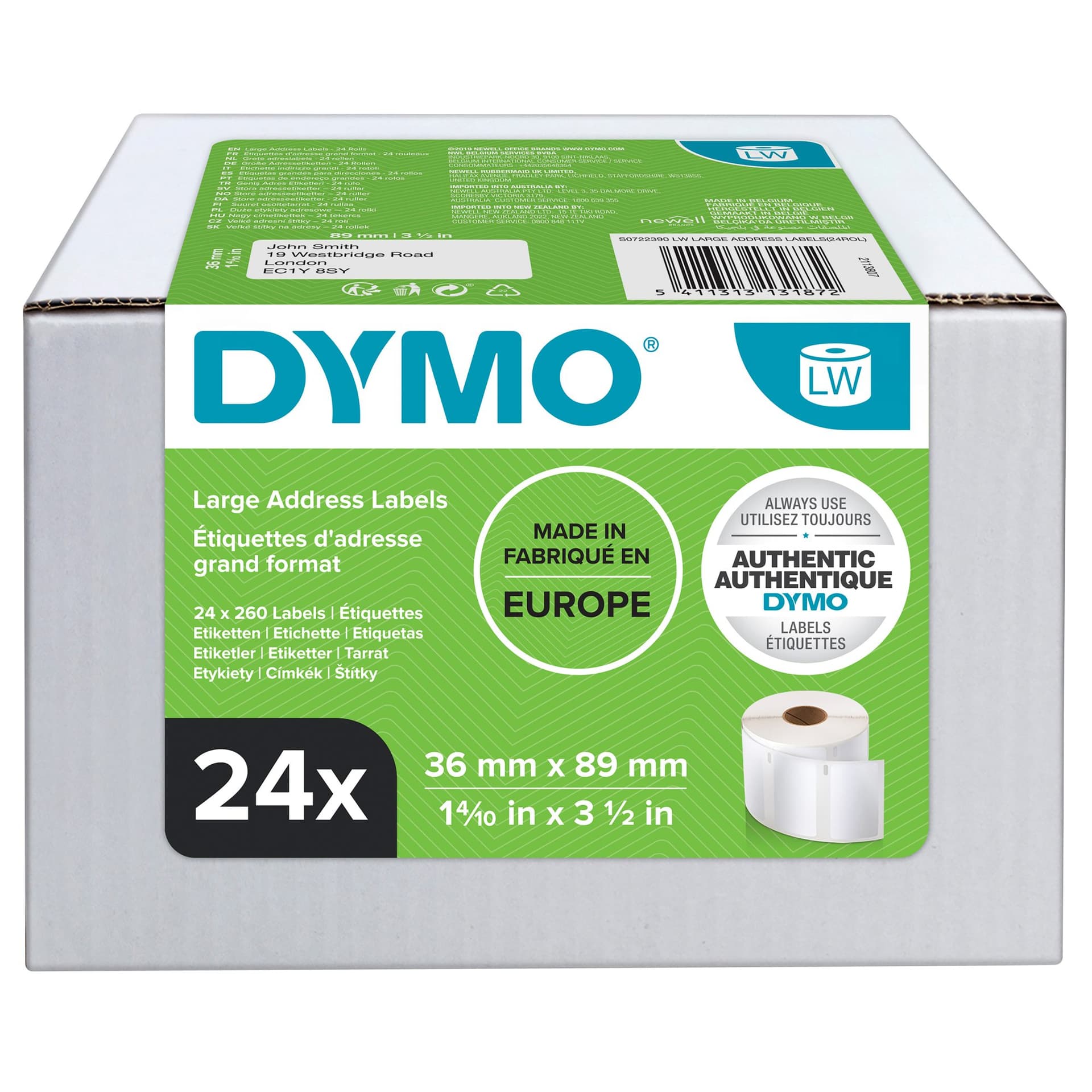 Etiket Dymo LabelWriter adressering 36x89mm 24 rollen á 260 stuks wit 3