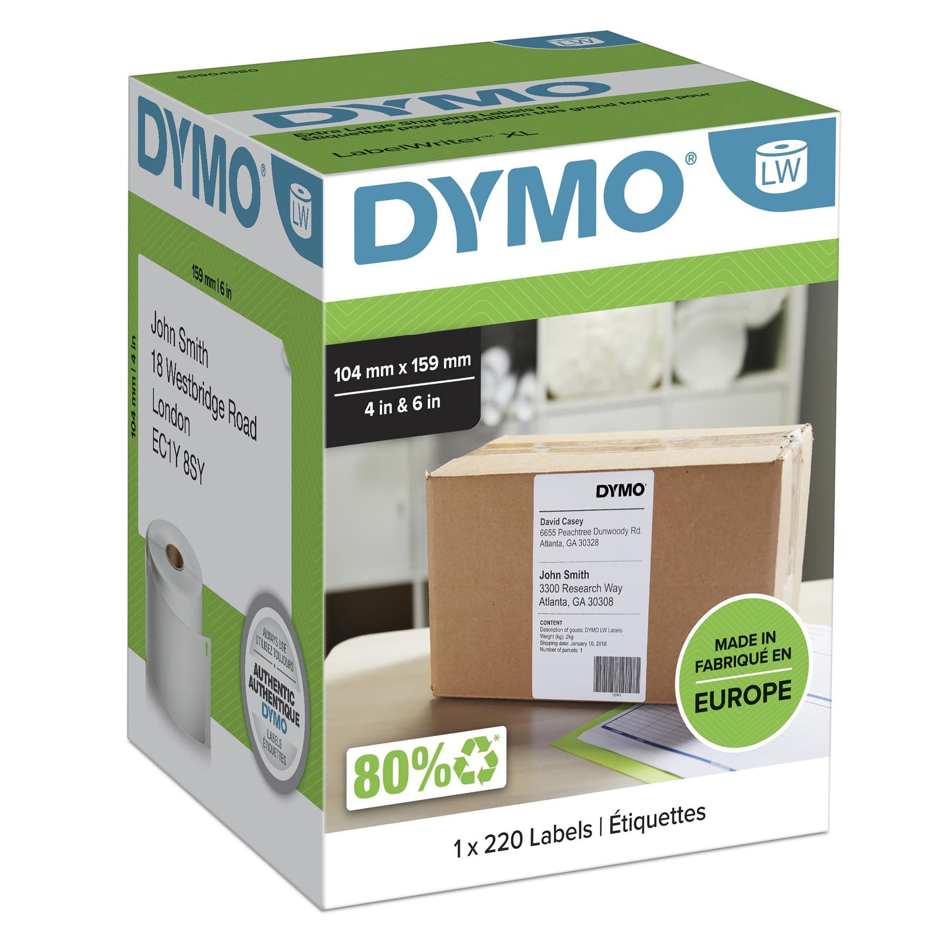 Etiket Dymo LabelWriter 5XL verzendlabel 104x159mm 1 rol á 220 stuks wit 4