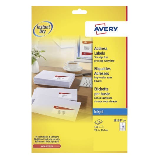 Etiket Avery J8162-10 99.1x33.9mm wit 160 stuks