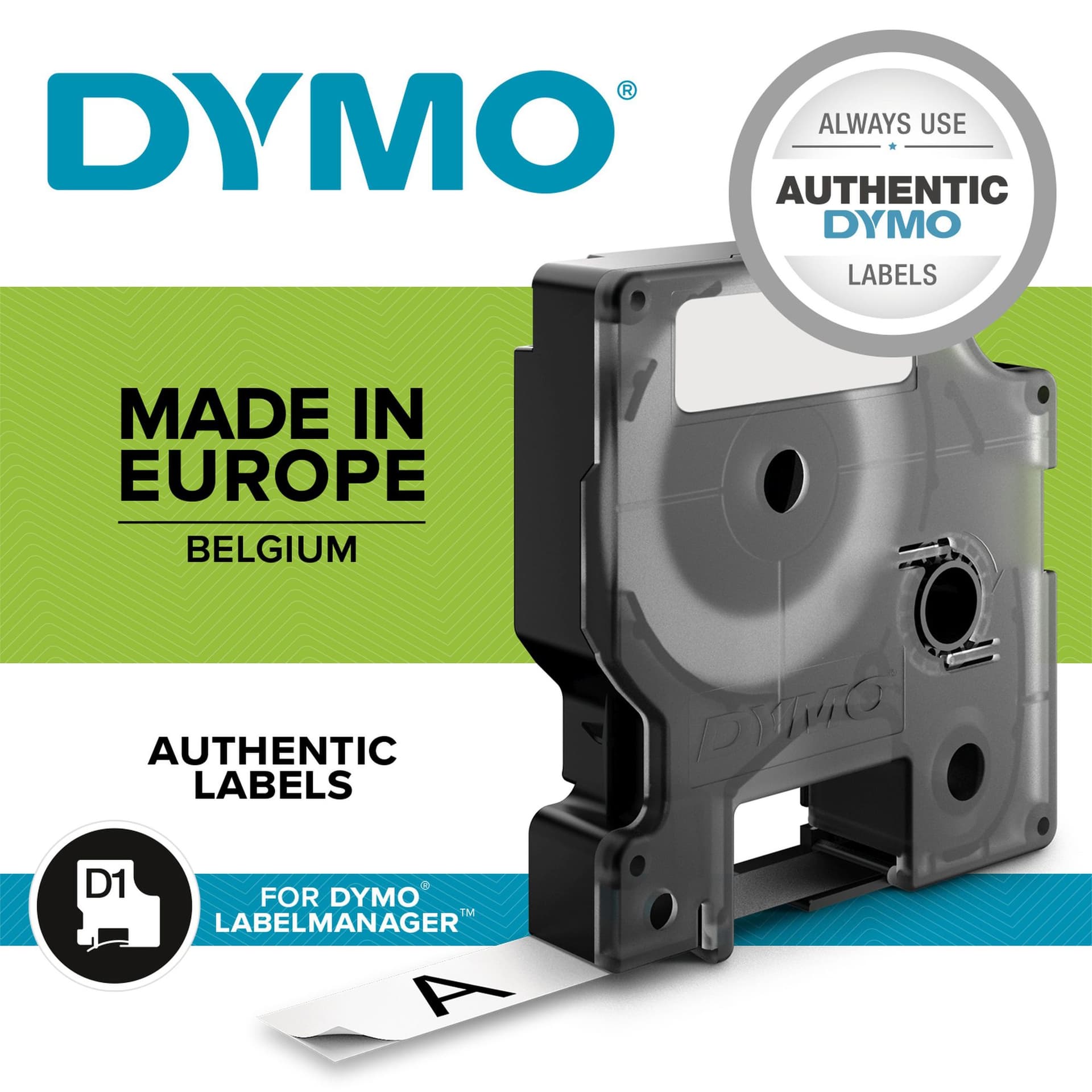 Labeltape Dymo LabelManager D1 polyester 12mm zwart op wit 10 stuks 5