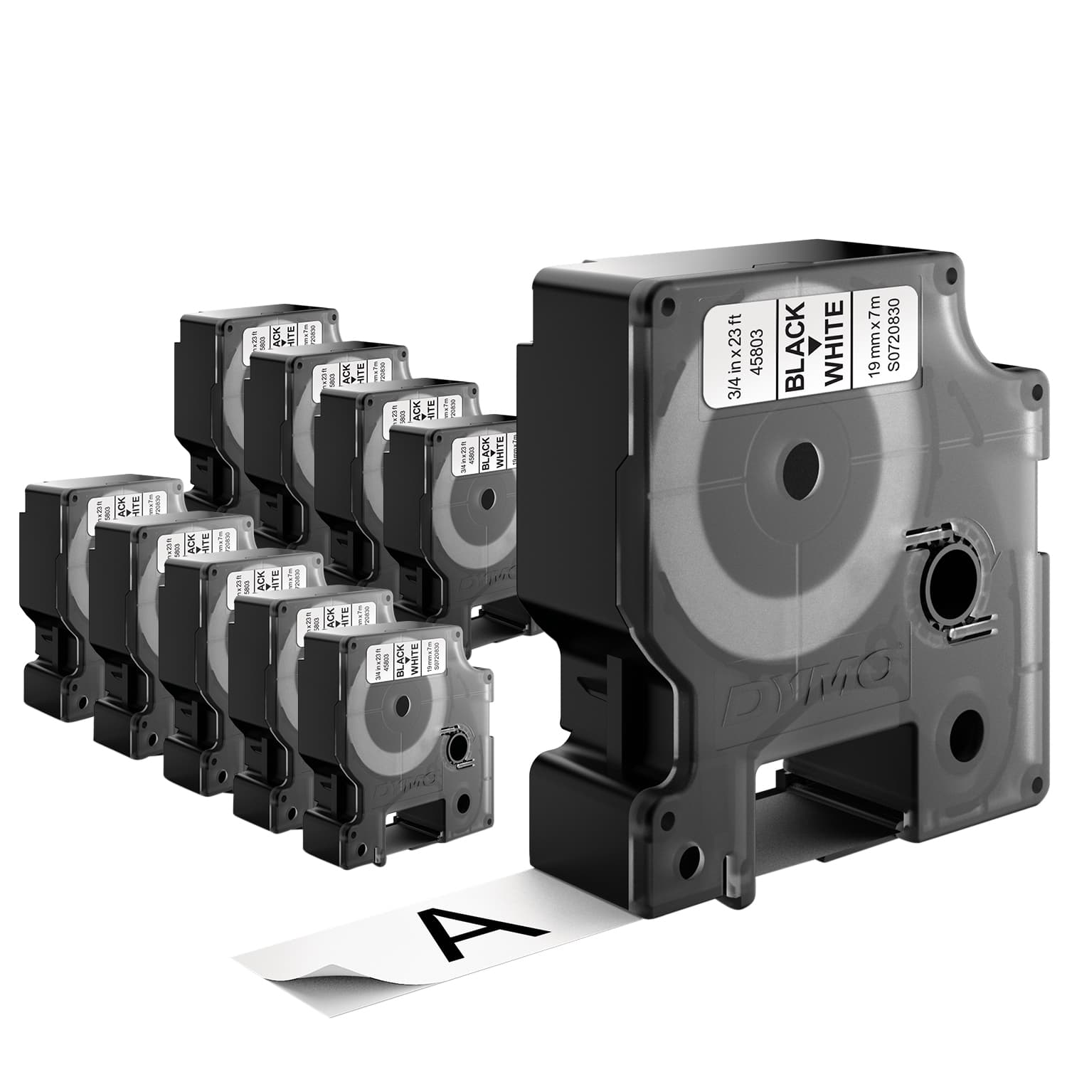 Labeltape Dymo LabelManager D1 polyester 19mm zwart op wit 10 stuks 16
