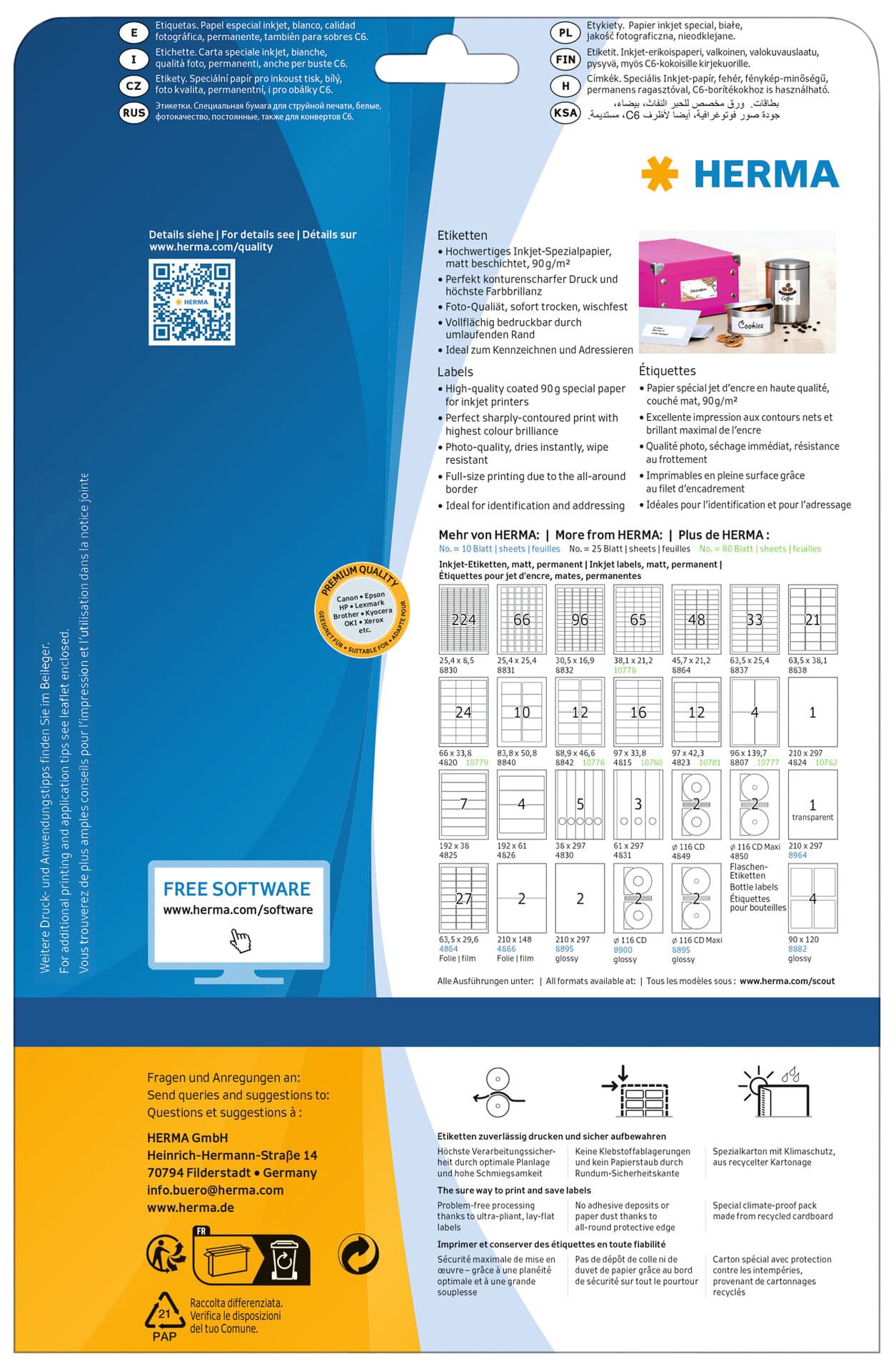 Etiket HERMA 4820 66x33.8mm wit 600 stuks 2