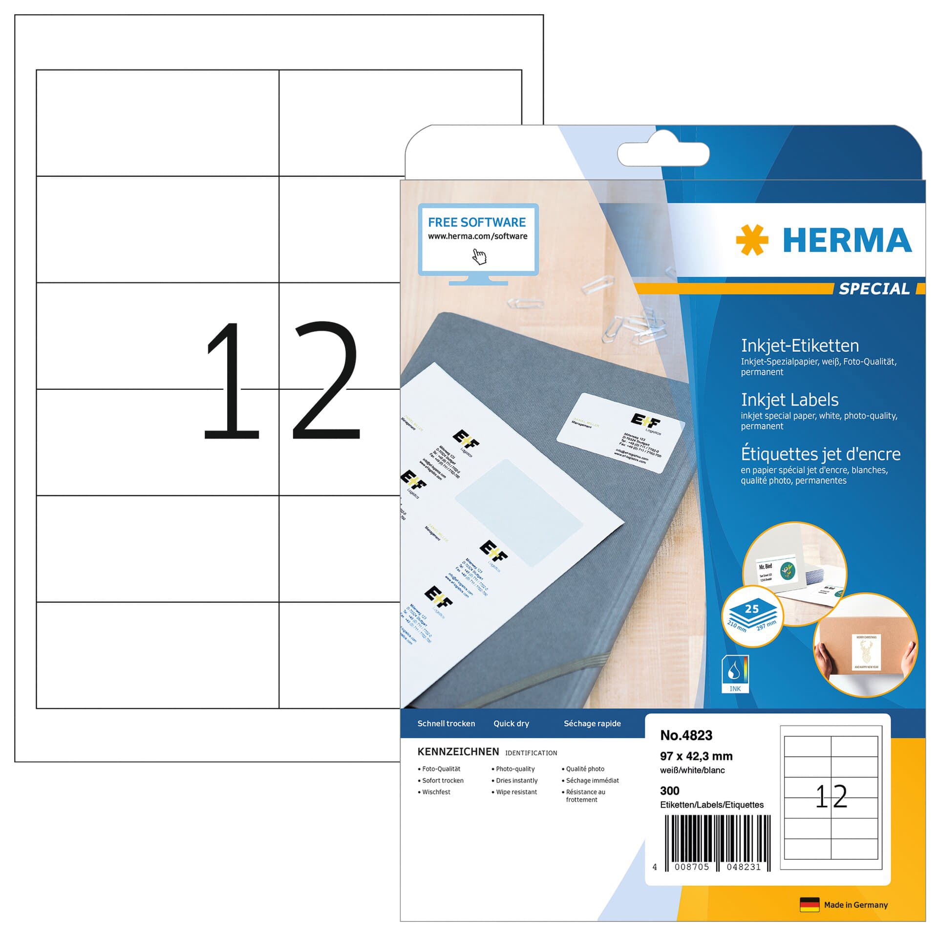 Etiket HERMA 4823 96.5x42.3mm wit 300 stuks