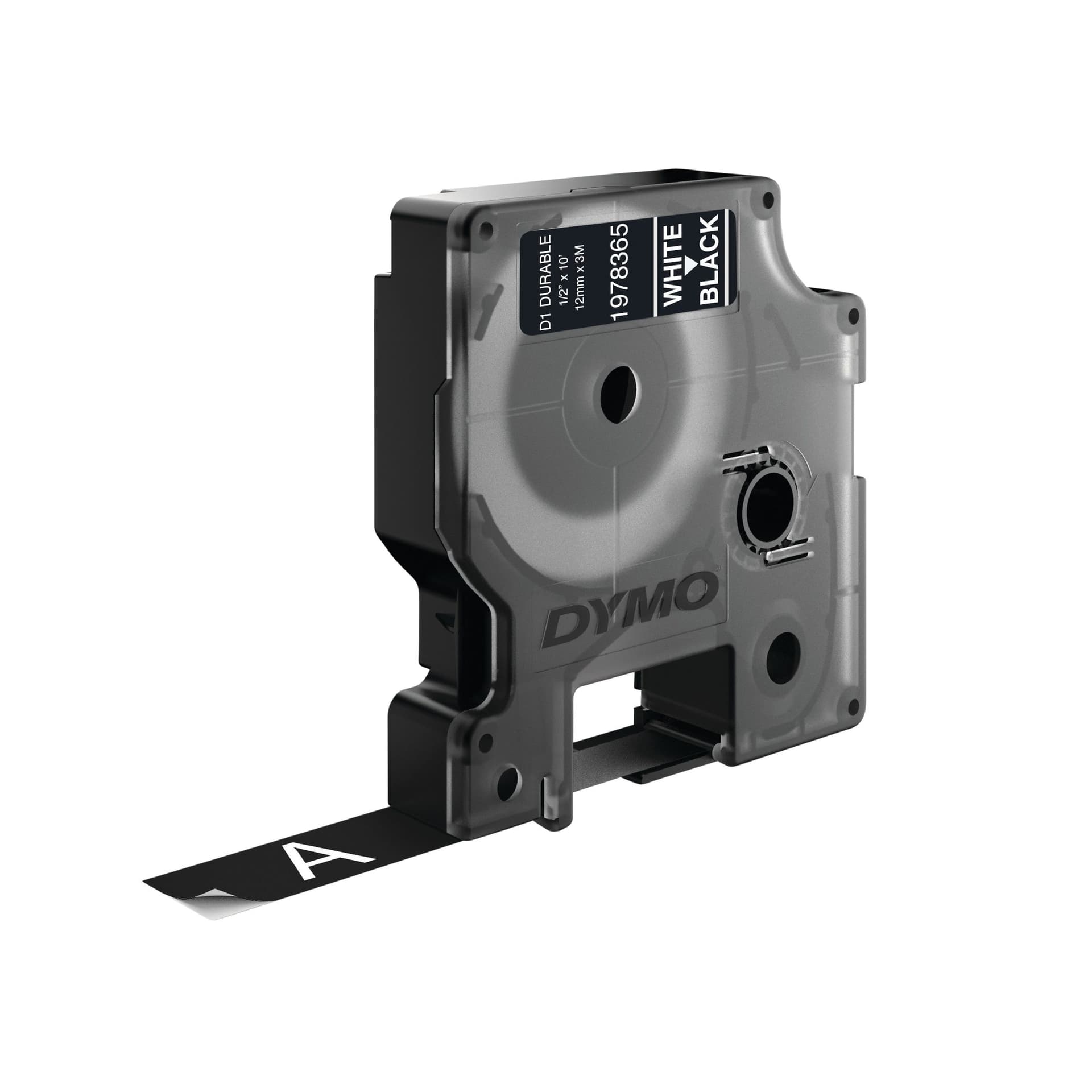 Labeltape Dymo LabelManager D1 polyester 12mm wit op zwart 3