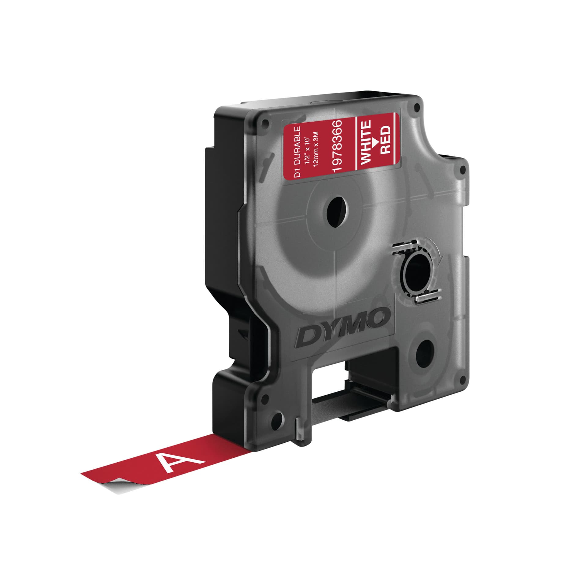 Labeltape Dymo LabelManager D1 polyester 12mm wit op rood 3