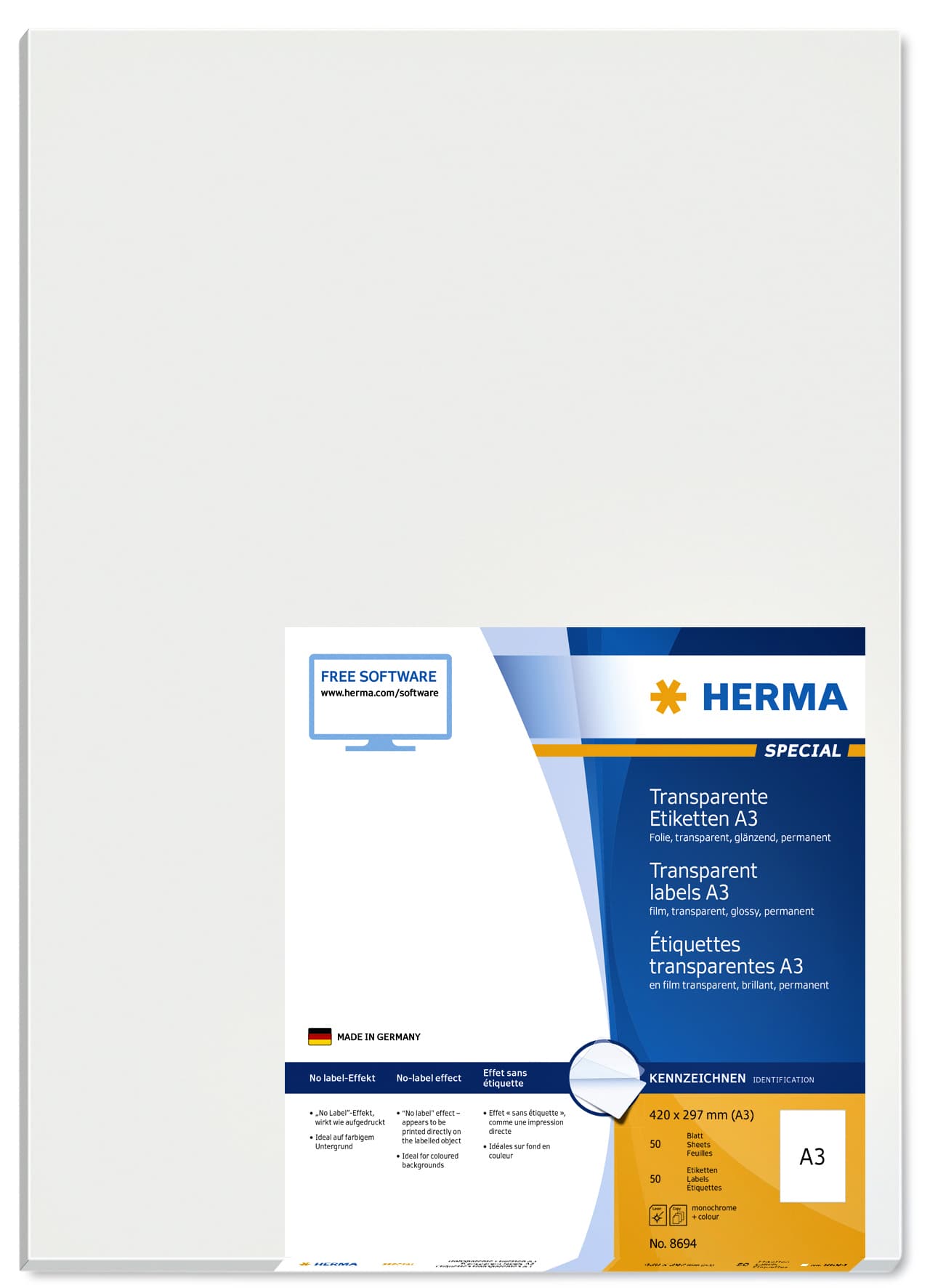 Etiket HERMA 8694 A3 297x420mm transparant 50 stuks 2