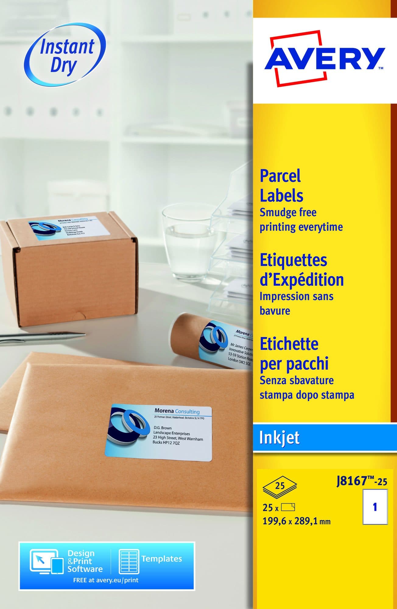 Etiket Avery J8167-25 199.6x289.1mm wit 25 stuks
