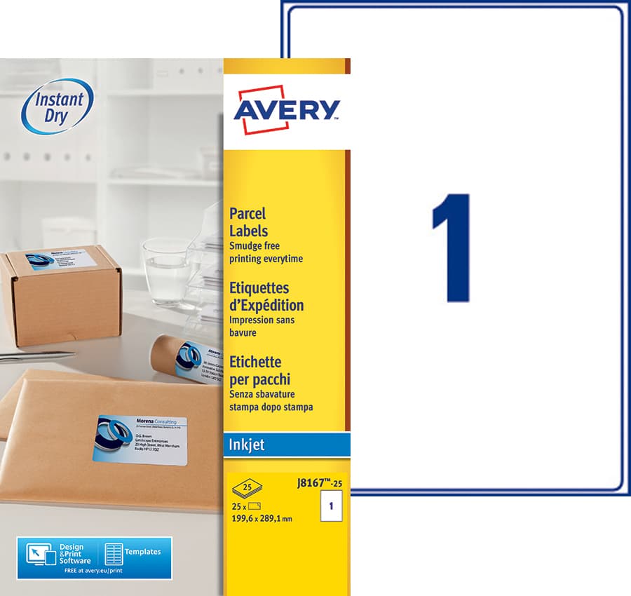 Etiket Avery J8167-25 199.6x289.1mm wit 25 stuks 2