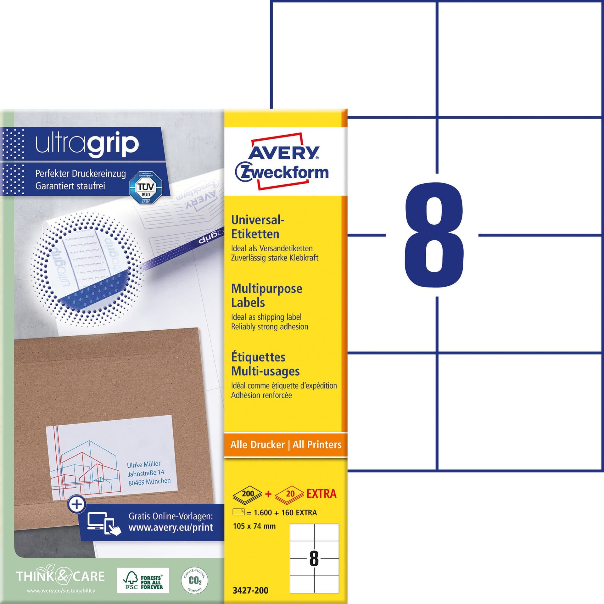Etiket Avery 3427-200 105x74mm wit 1600 stuks 2