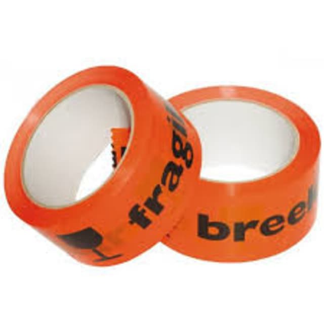 Waarschuwingstape IEZZY breekbaar 50mmx66m oranje/zwart 2