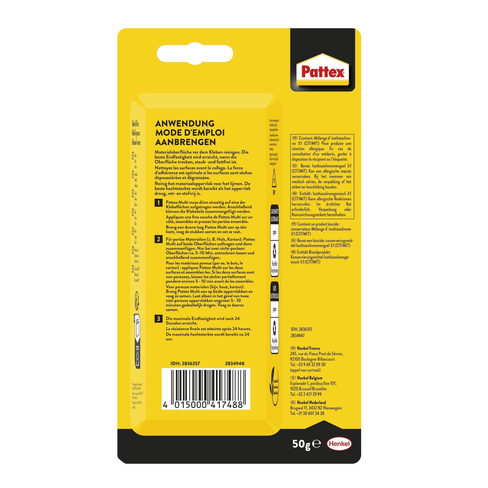Alleslijm Pattex Multi tube 50gram op blister 3