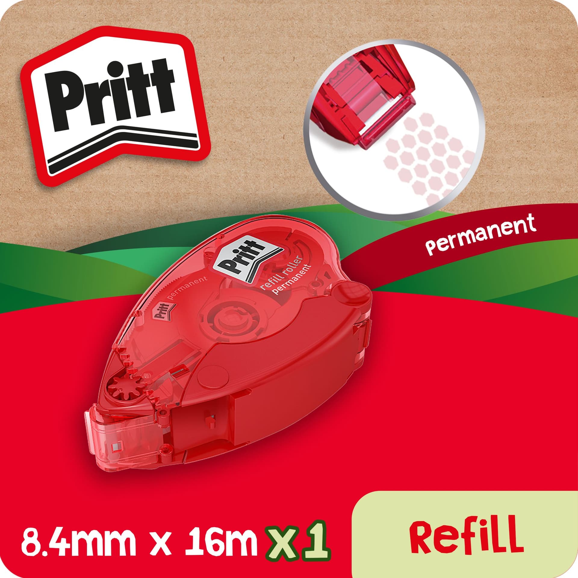 Lijmroller Pritt Compact permanent 10m op blister 4