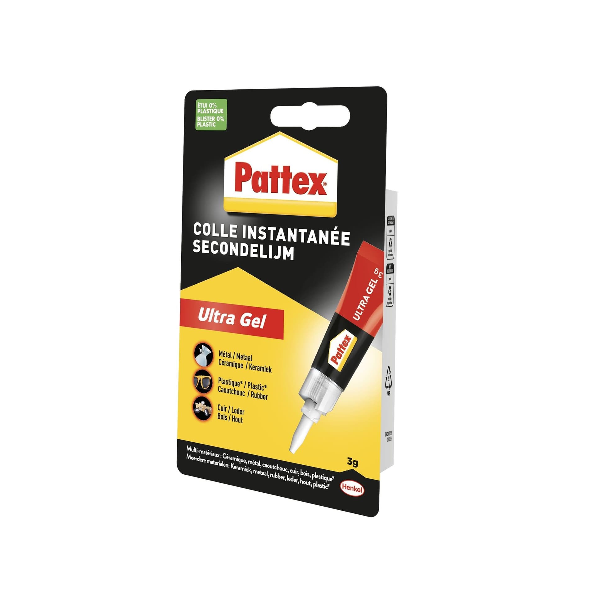 Secondelijm Pattex Ultra GEL tube 3 gram op blister 2