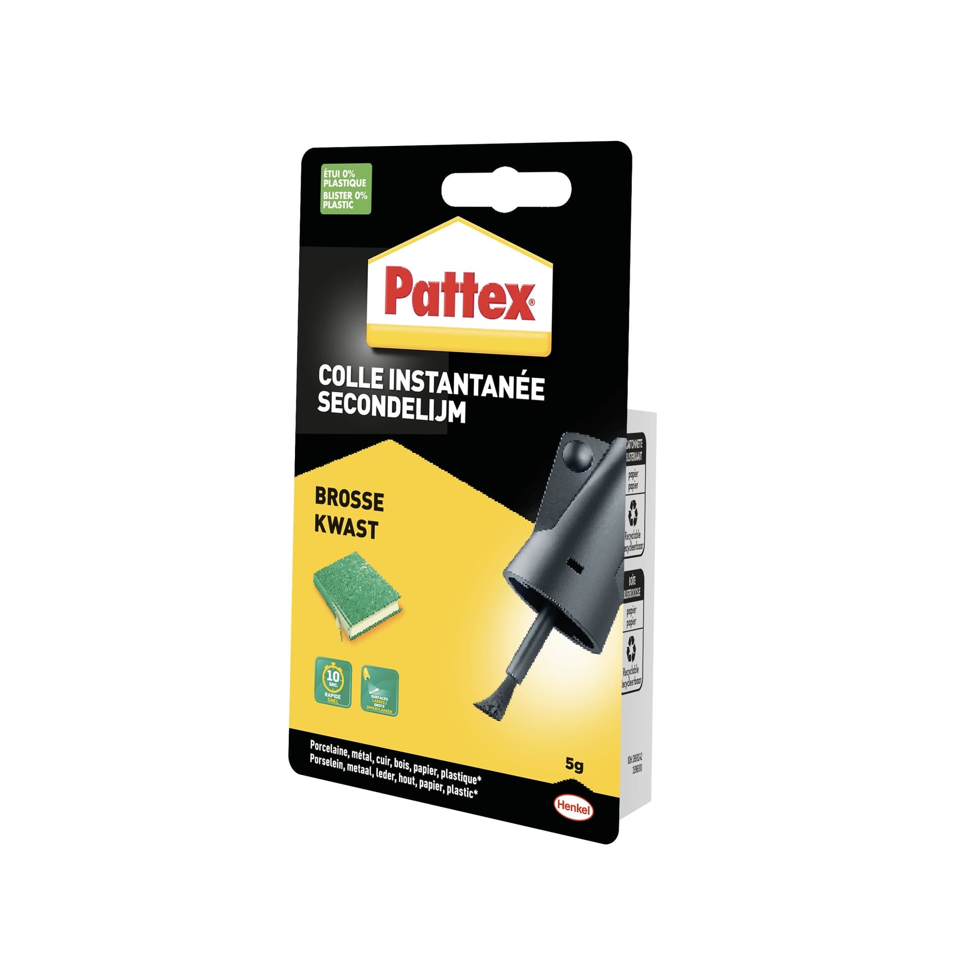 Secondenlijm Pattex met kwast flacon 5 gram op blister 2