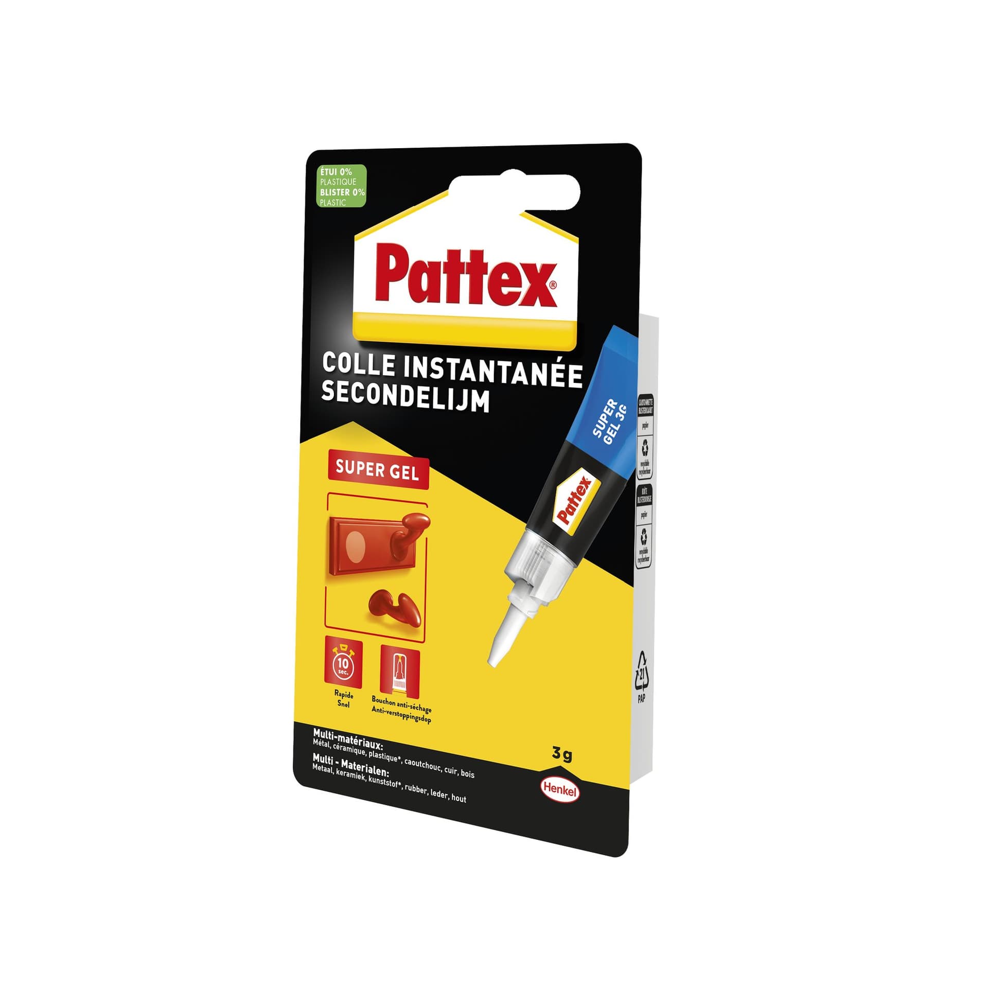 Secondelijm Pattex super gel tube 3gram op blister 2
