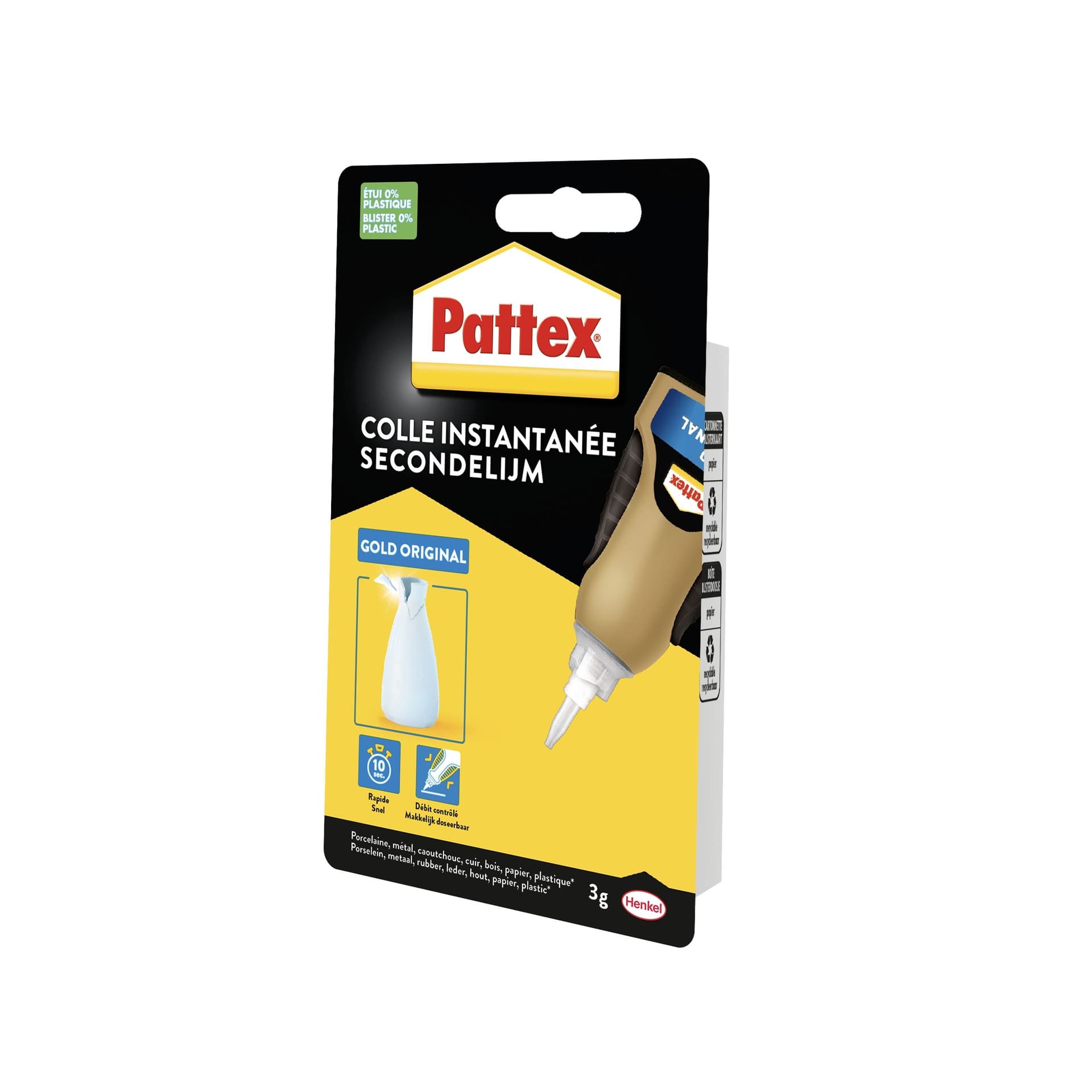 Secondelijm Pattex Gold original tube 3gram op blister 2