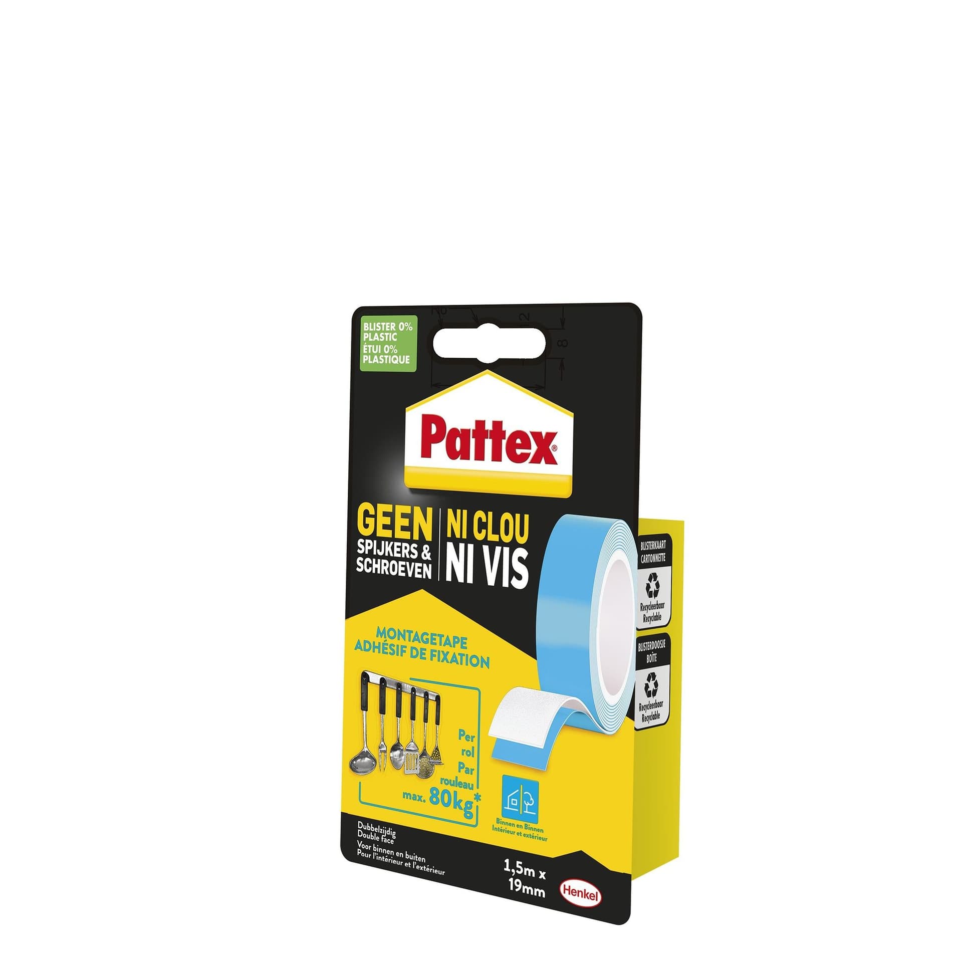 Plakband Pattex Super montage 20kg dubbbelzijdig voor binnen 2