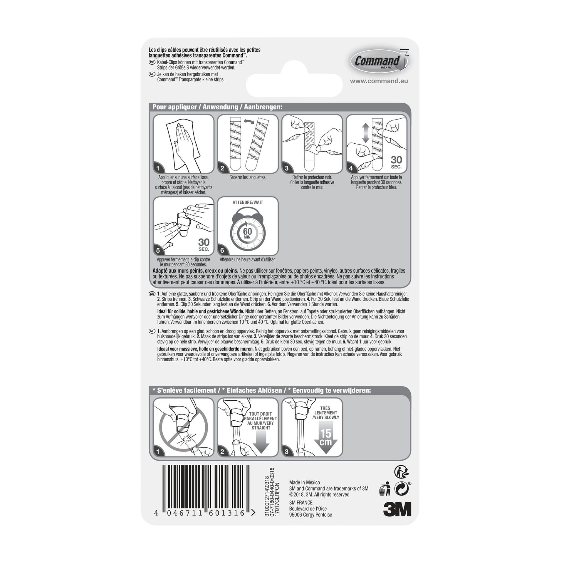Kabelklem Command rond incl bevestigingsstrips transparant 4 stuks 3