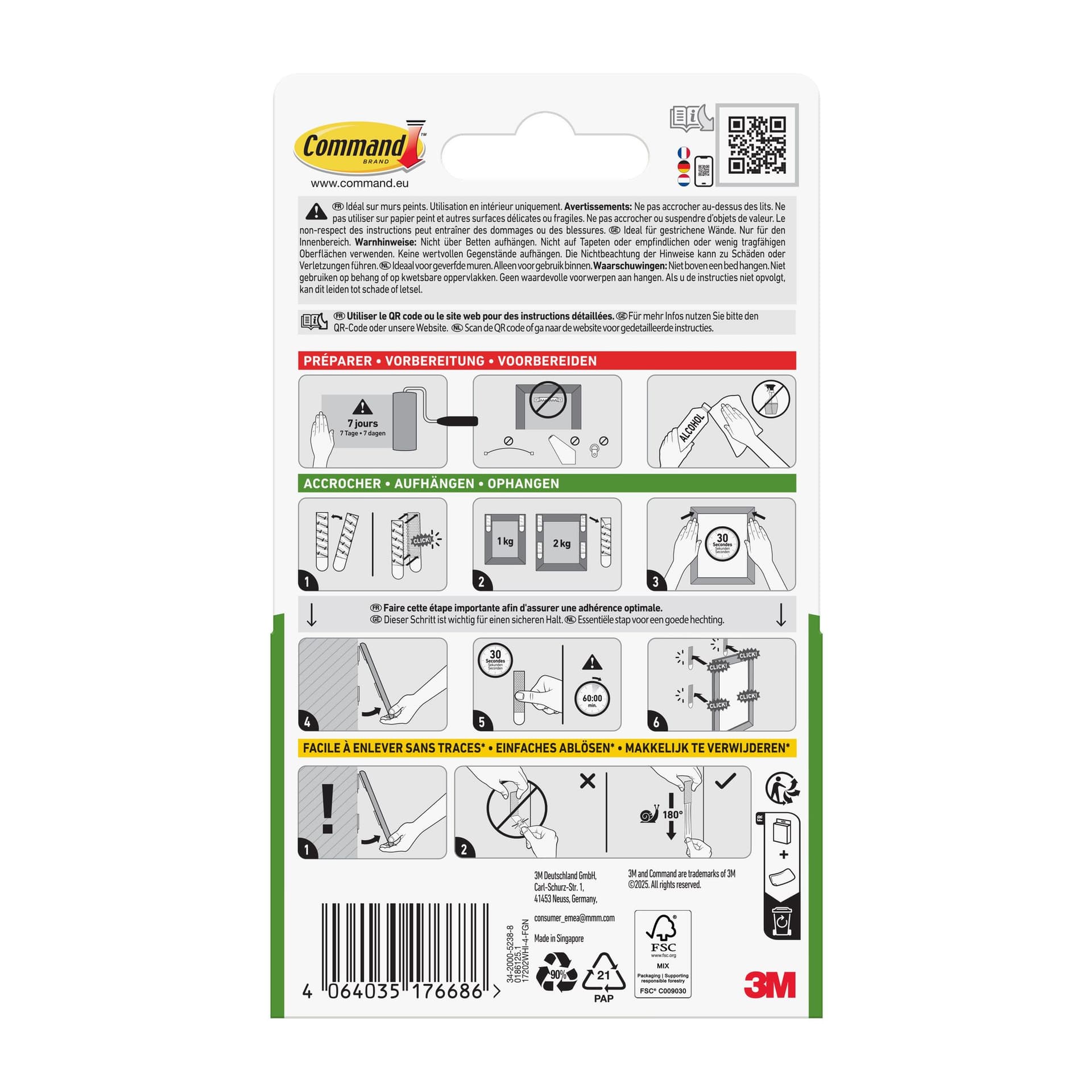 Bevestigingsstrip Command klik vast klein 1,8kg wit 3