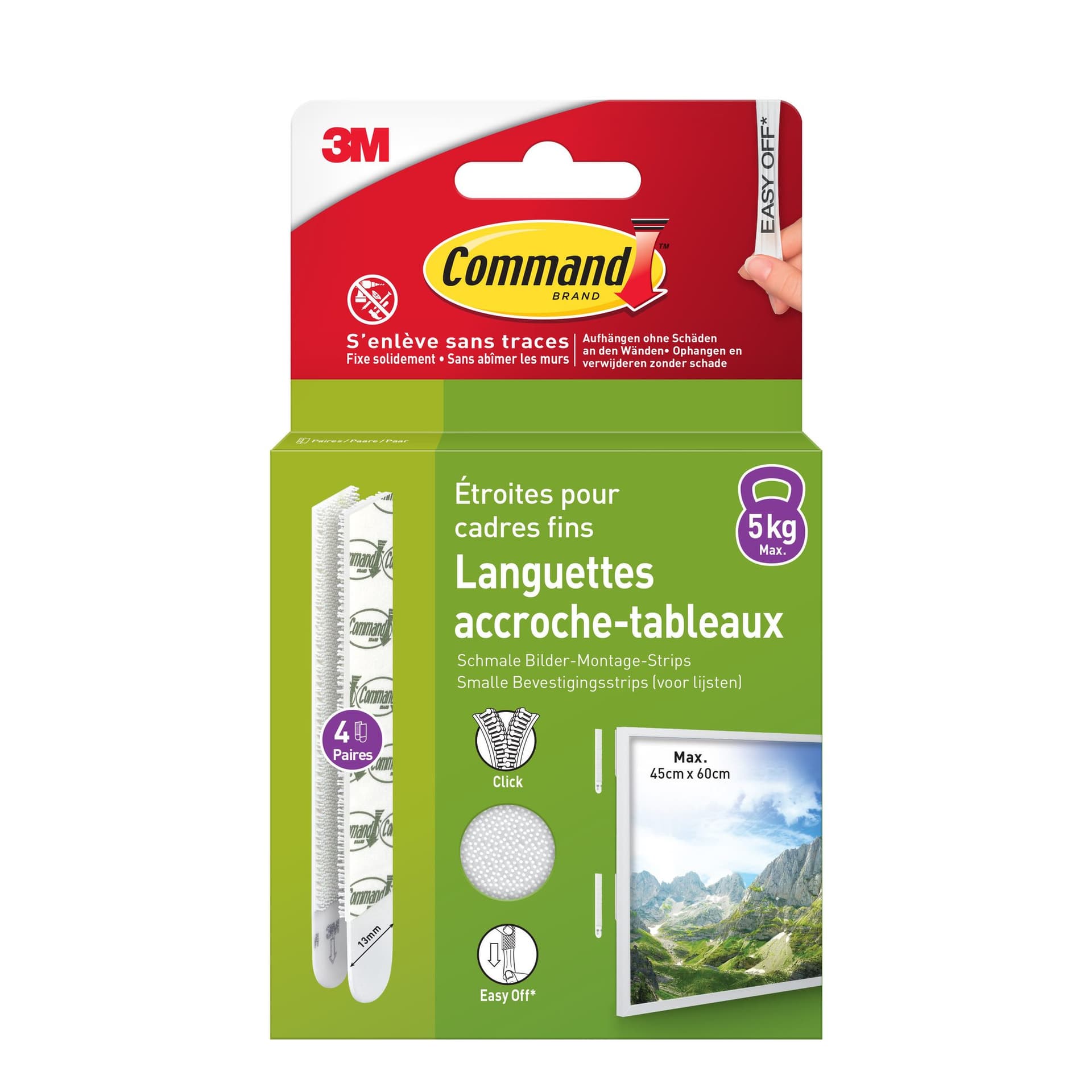 Bevestigingsstrip Command klik vast smal 5,4kg wit 2
