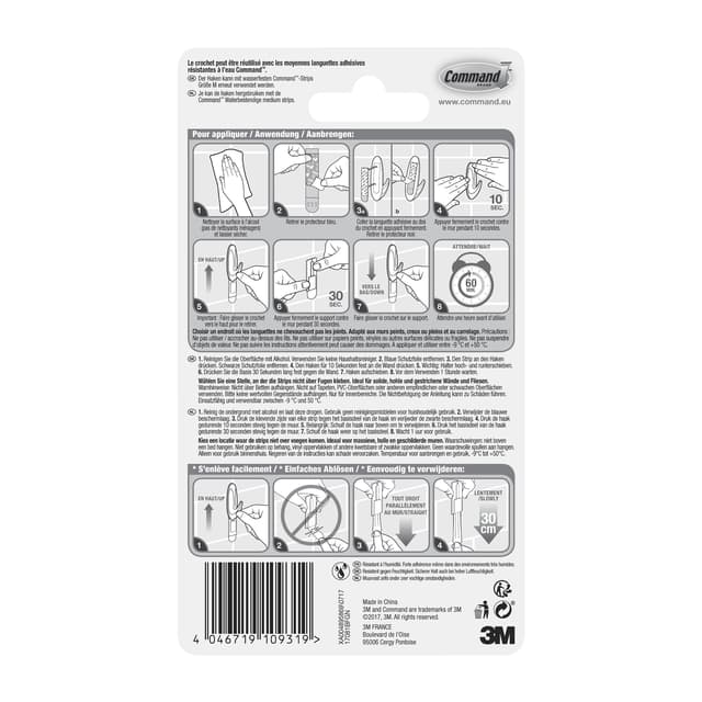 Haak Command kunststof ovaal wit incl bevestigingsstrip 4
