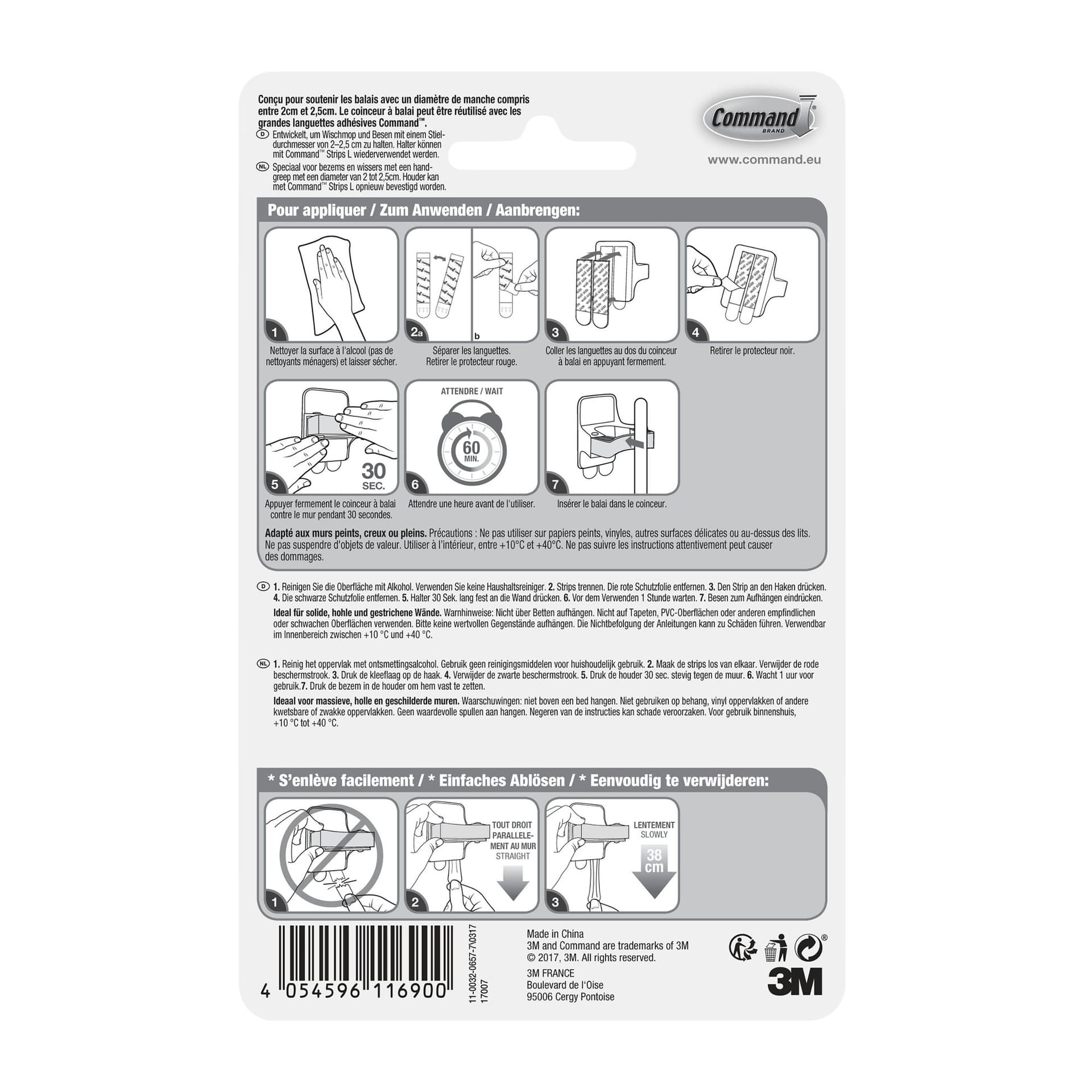 Bezemhouder Command inclusief bevestigingsstrip wit 3