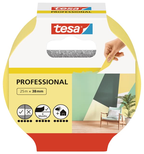 Afplaktape tesa® Professional 25mx38mm geel