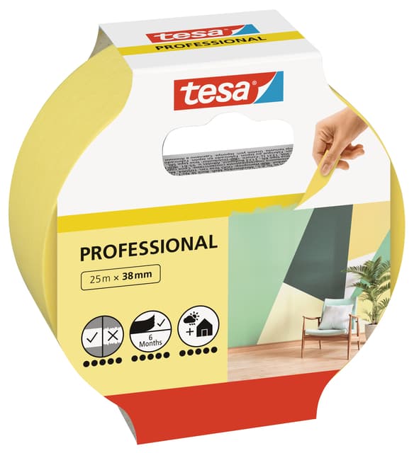 Afplaktape tesa®  Professional 25mx38mm geel 2