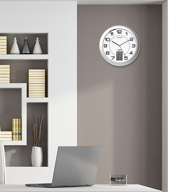 Wandklok Unilux Instinct Ø 30.5cm zilvergrijs/wit 2