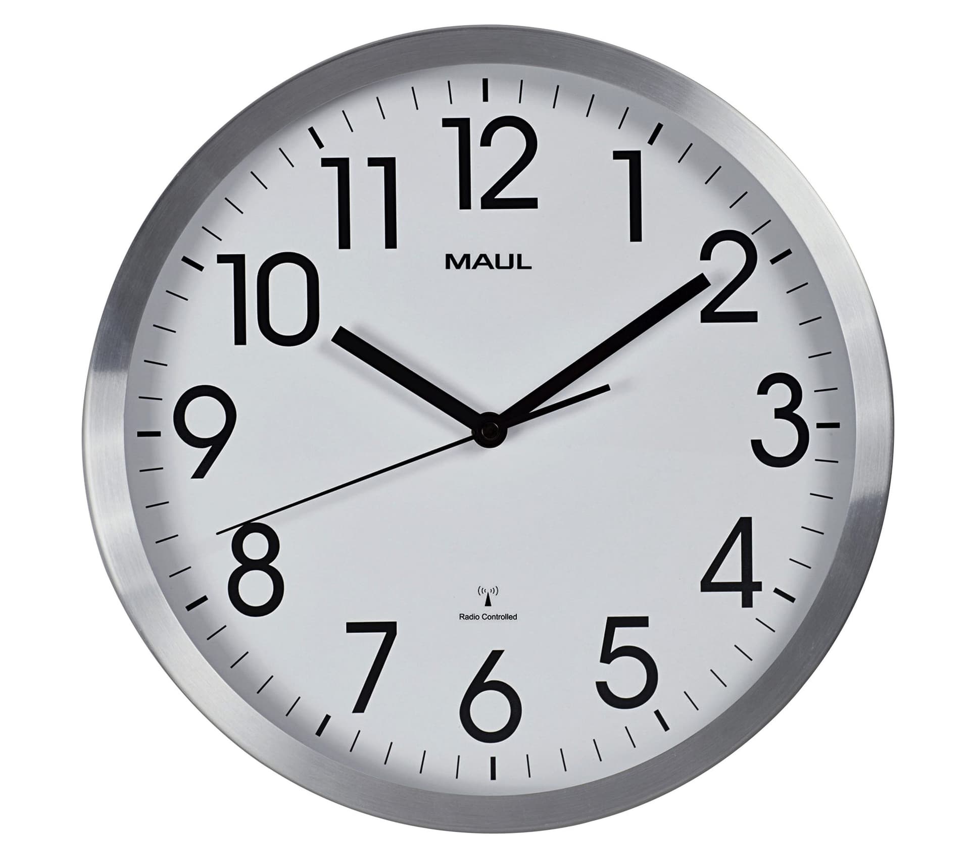 Wandklok MAUL Move RC Ø305x45mm aluminium frame wit incl. batterij