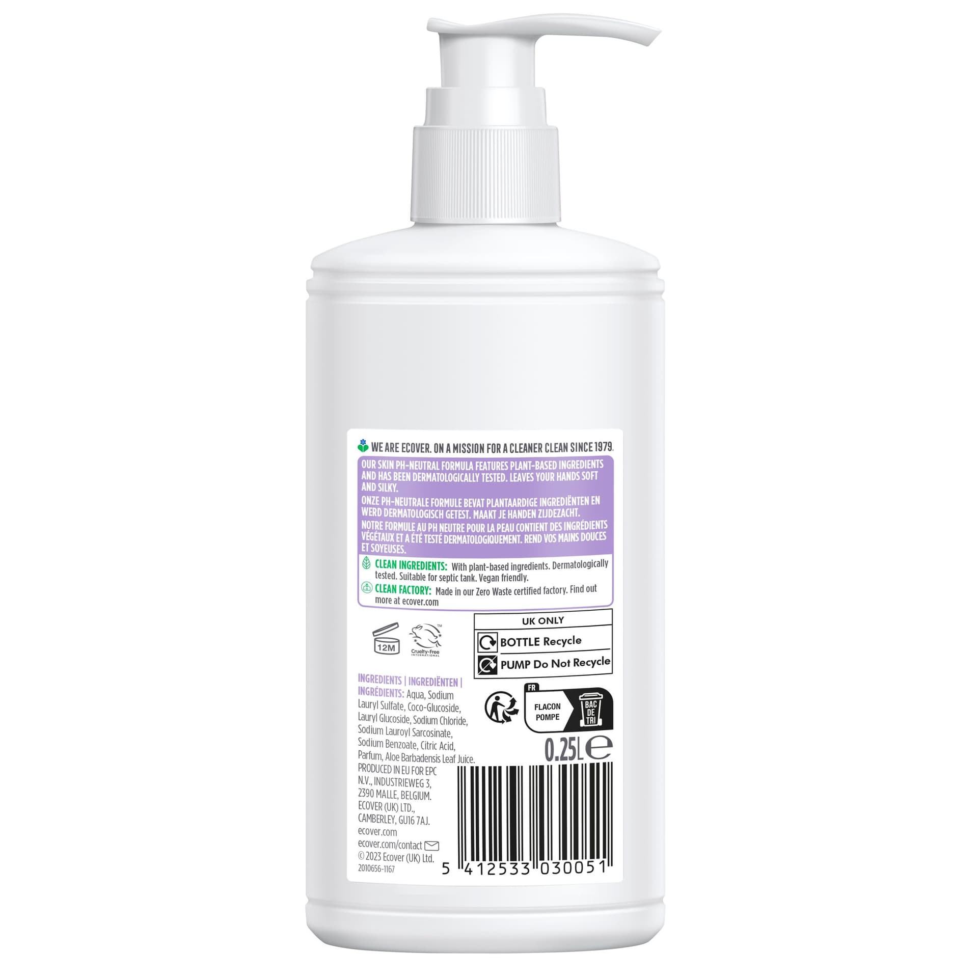 Handzeep Ecover met pomp 250ml 2