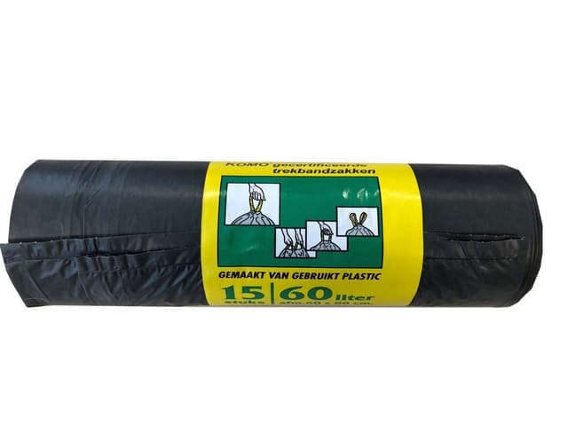 Vuilniszak Komo 60 liter zwart rol à 20 stuks 2