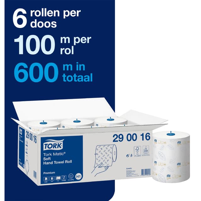 Handdoekrol Tork H1 Matic Premium 2-laags 100m wit 290016 2