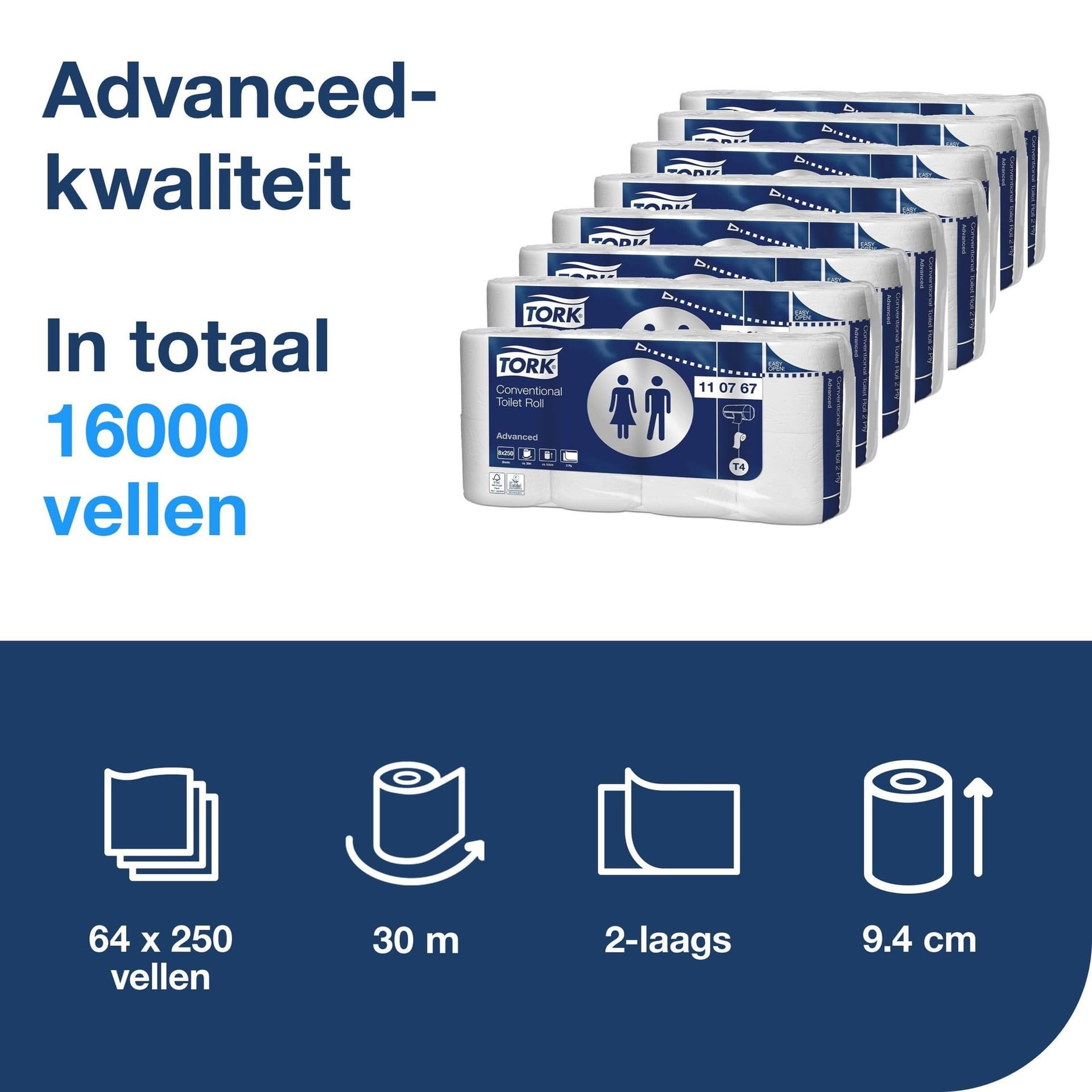 Toiletpapier Tork T4 Advanced 2-laags 250 vel wit 110767 2