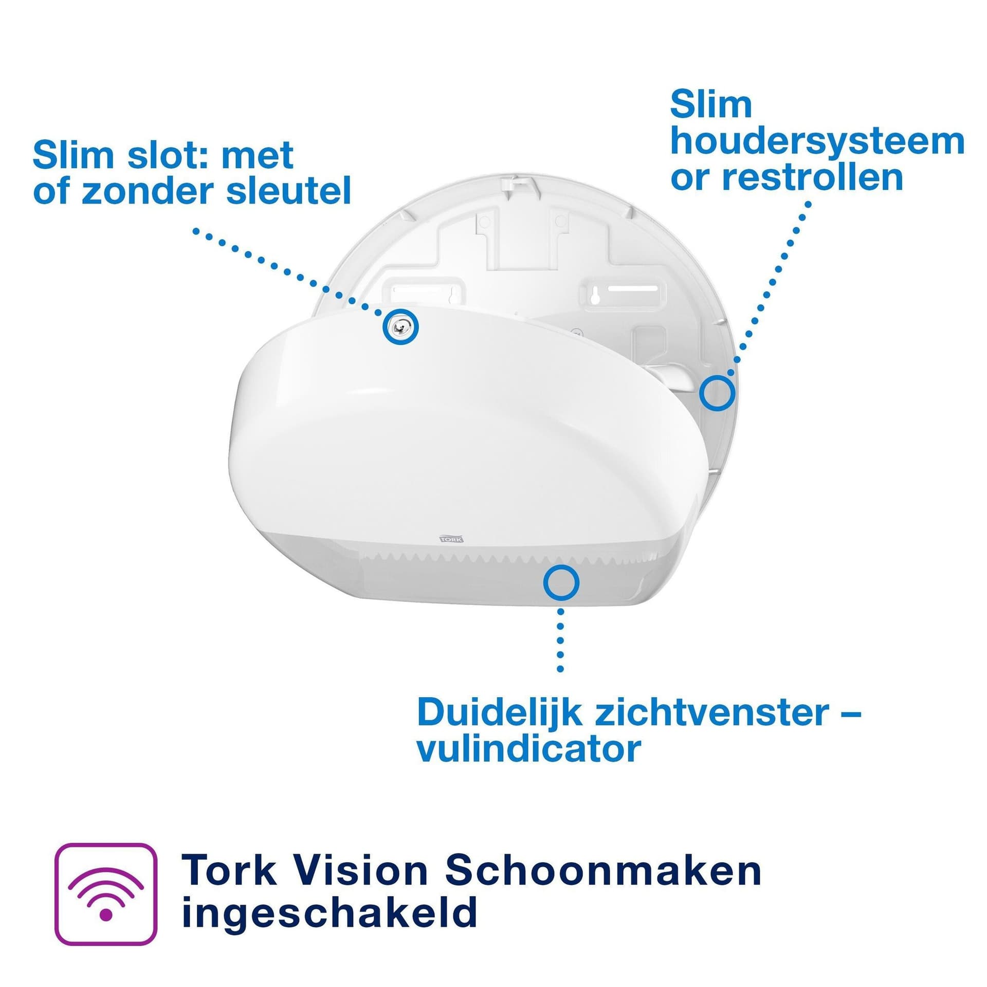 Toiletpapierdispenser Tork T1 Elevation jumbo wit 554000 3